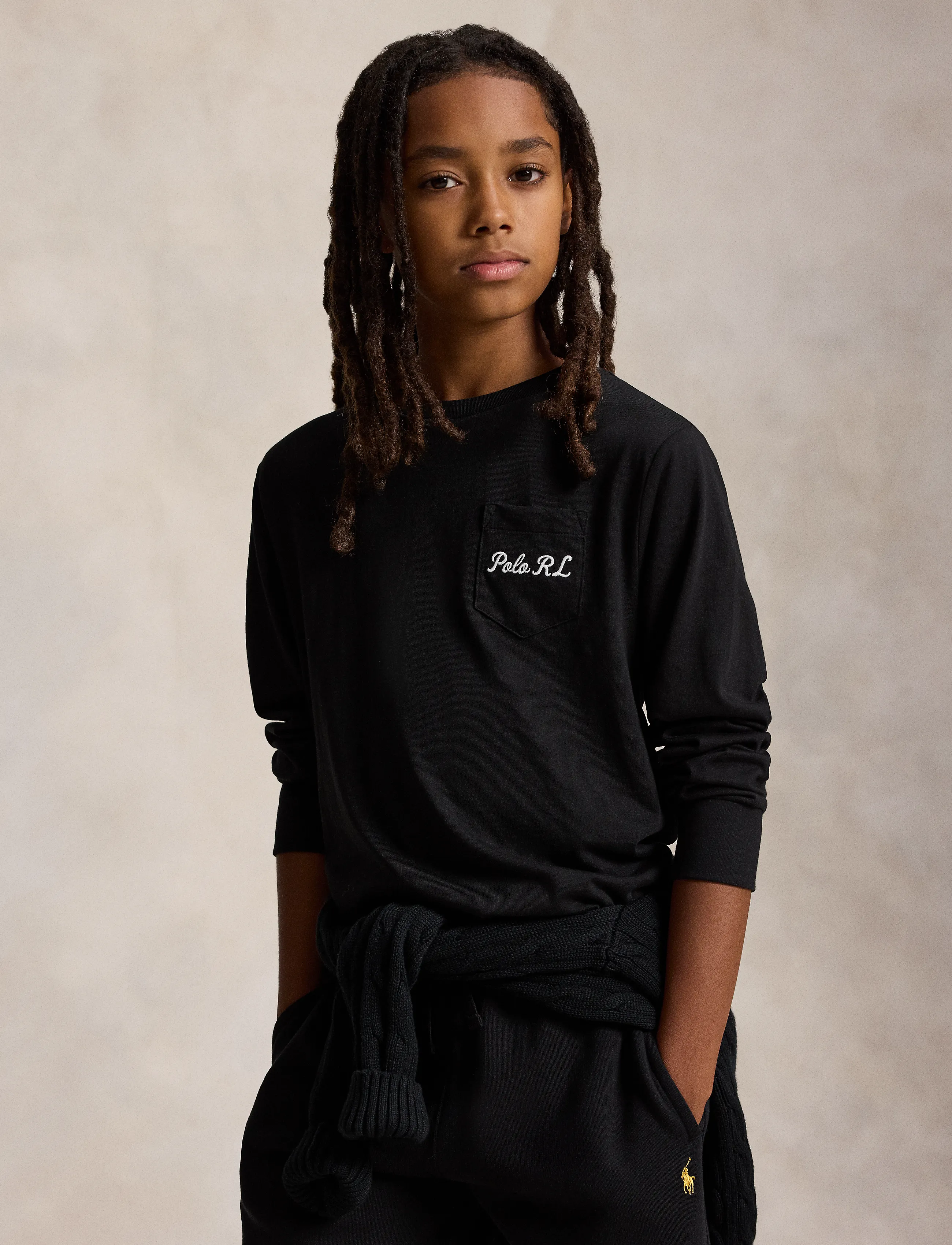 Ralph Lauren Kids Polo Bear Cotton Long-Sleeve Tee - Polo Ralph Lauren - POLO BLACK / black