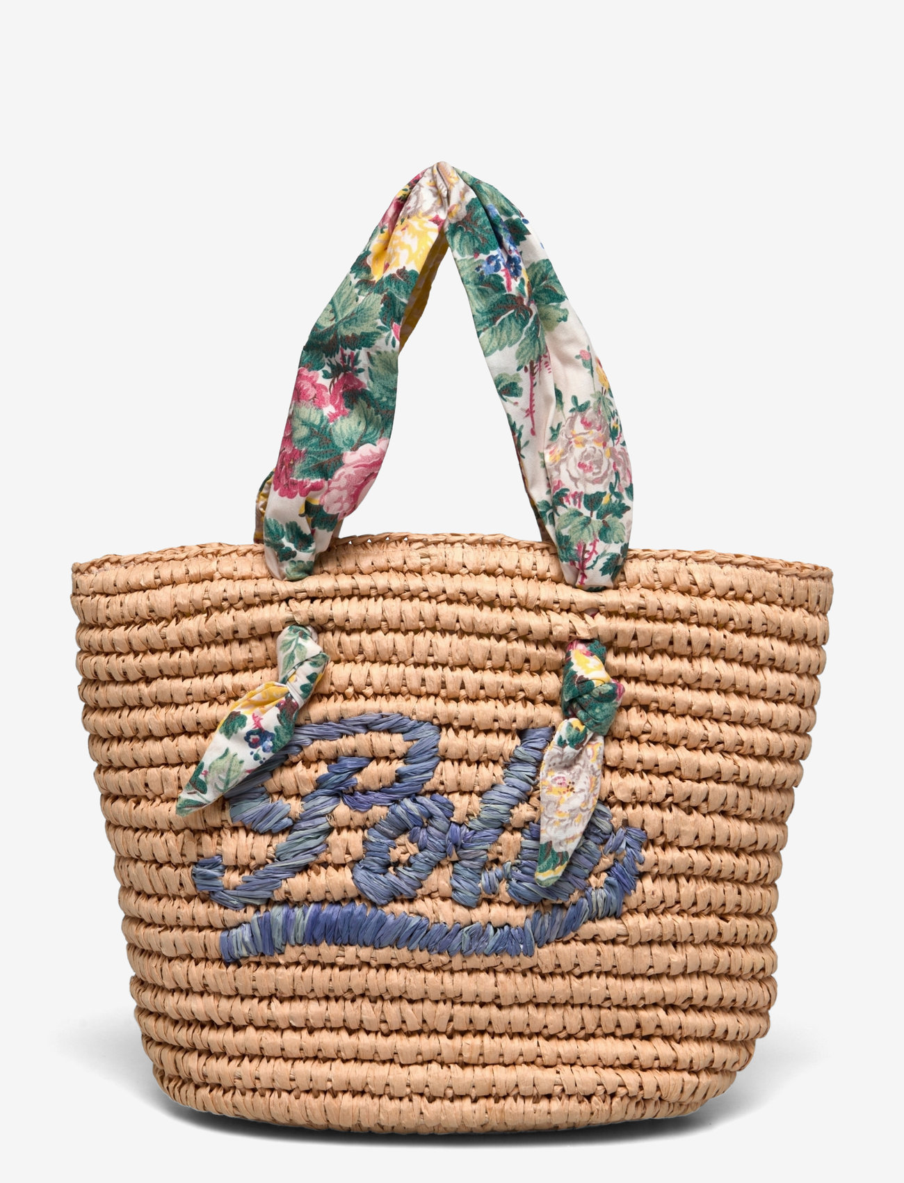 Ralph Lauren Kids - Madras-Trim Raffia Bag - Õlakotid - natural w/ floral - 0