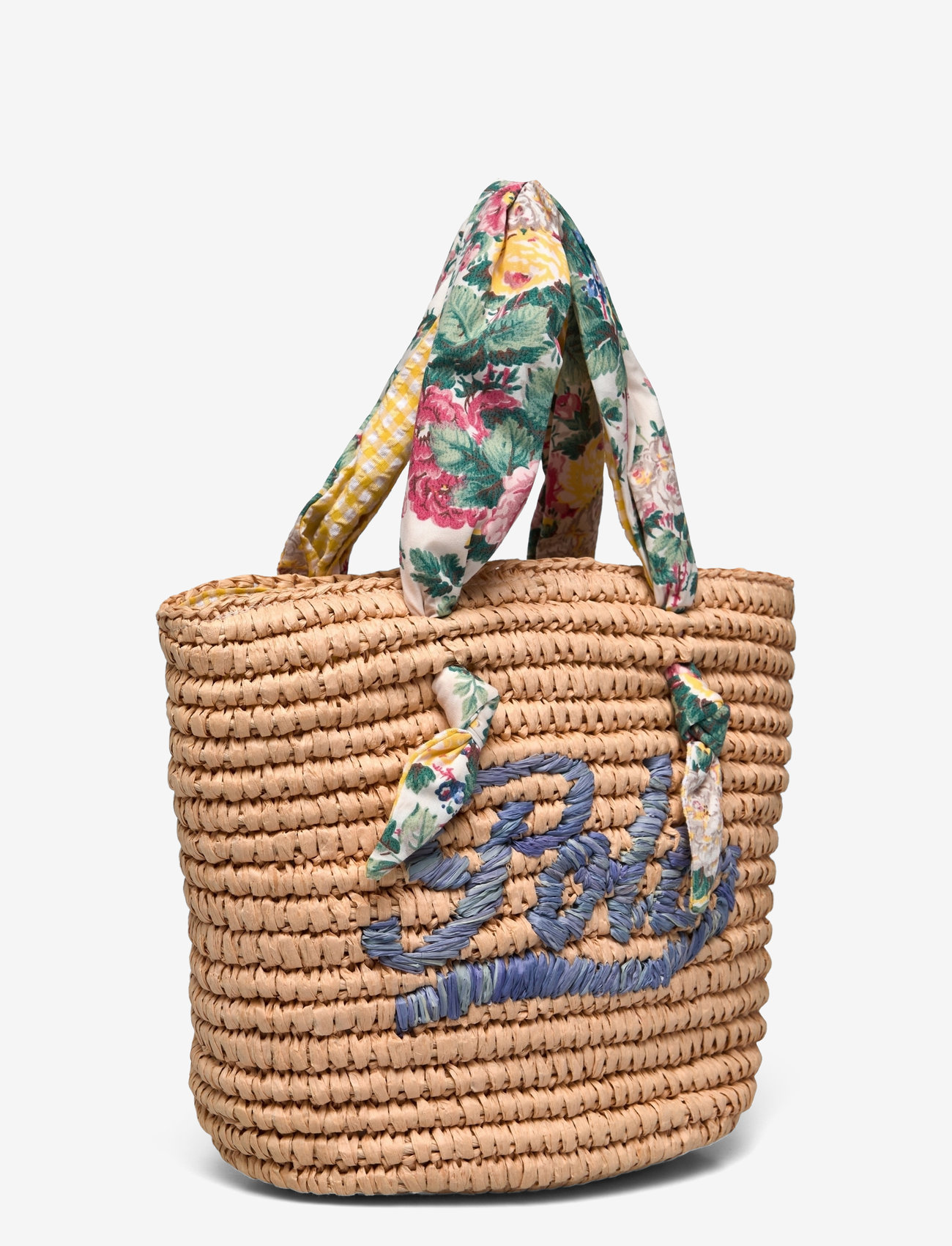 Ralph Lauren Kids - Madras-Trim Raffia Bag - Õlakotid - natural w/ floral - 2