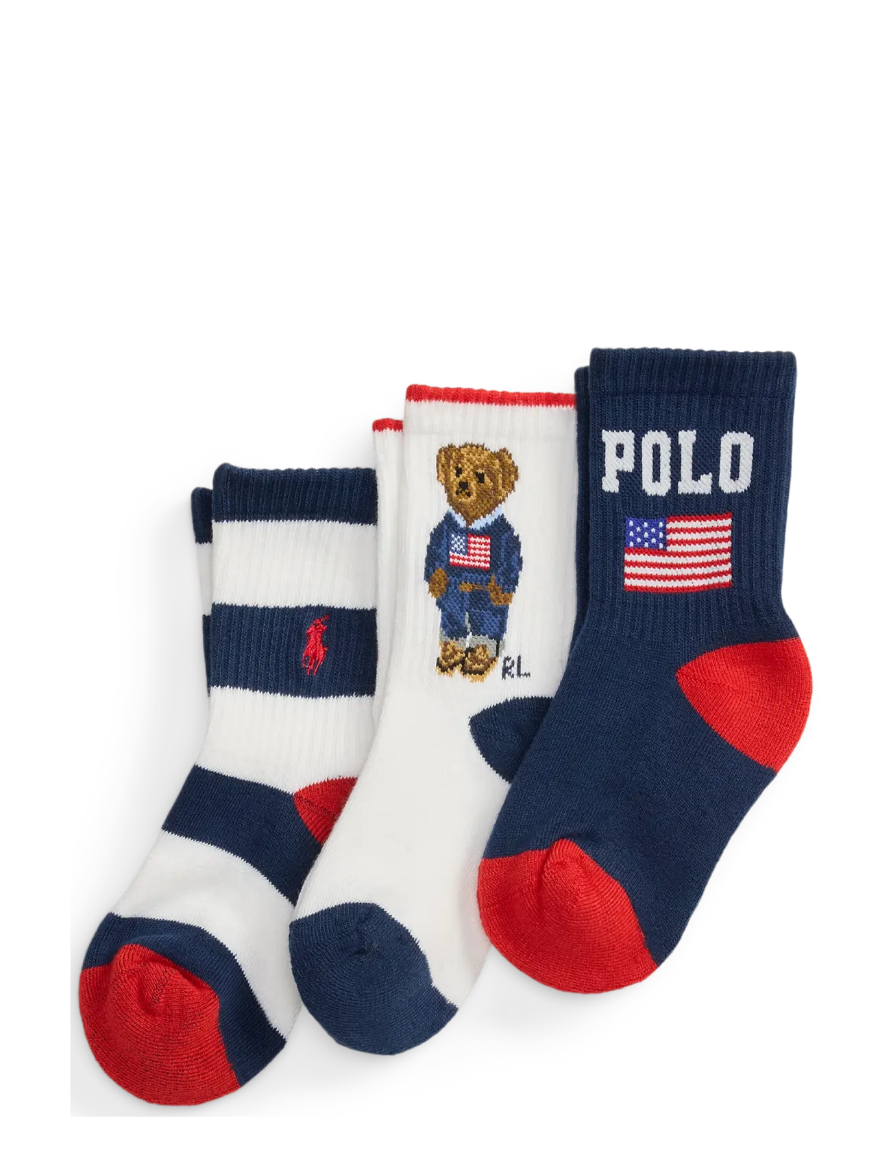 Ralph Lauren Kids REPREVE-AMERICANA BEAR 3PK - Polo Ralph Lauren - RED/NV/WHT,NV/RL / navy