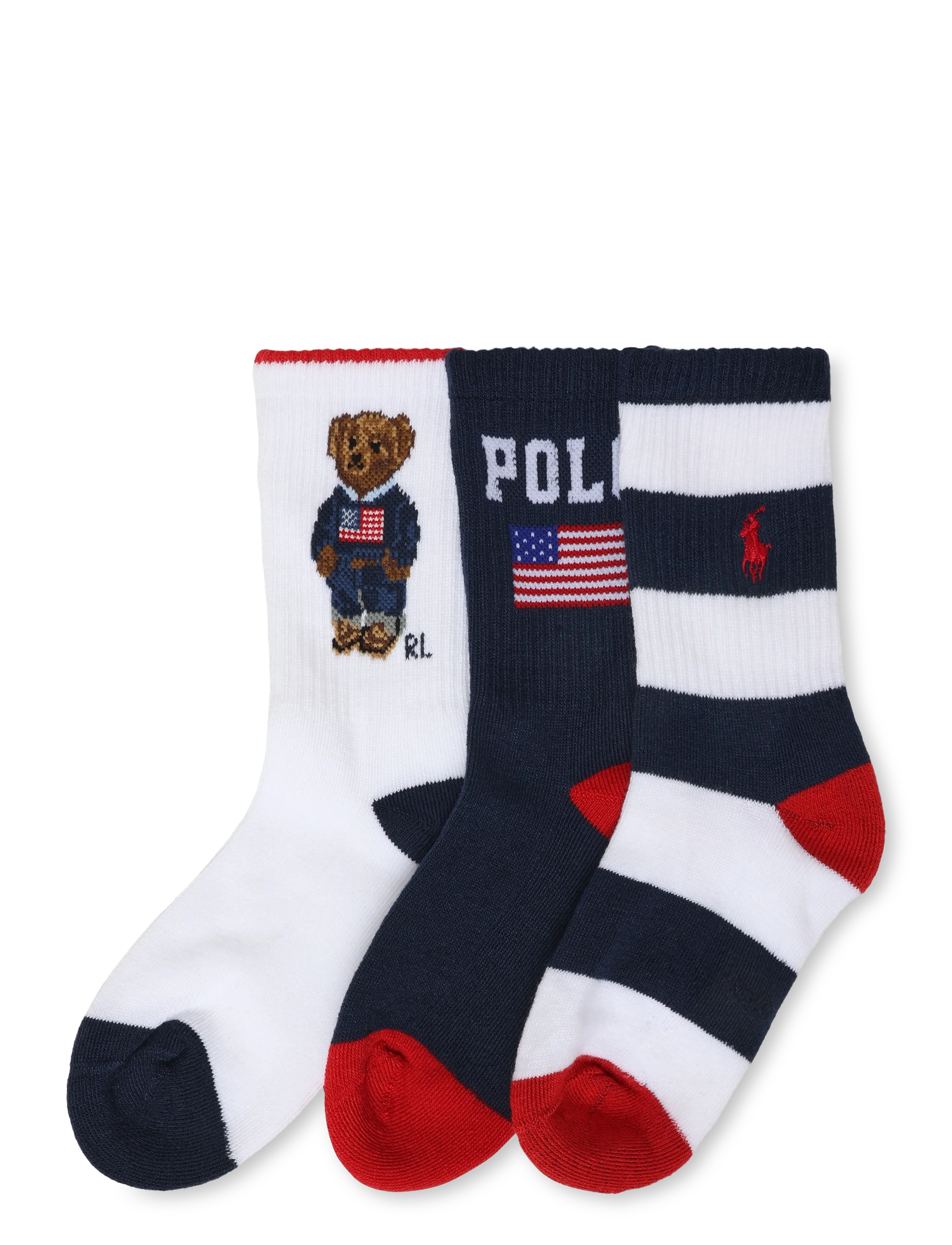 Ralph Lauren Kids REPREVE-AMERICANA BEAR 3PK - New Arrivals - RED/NV/WHT,NV/RL / navy