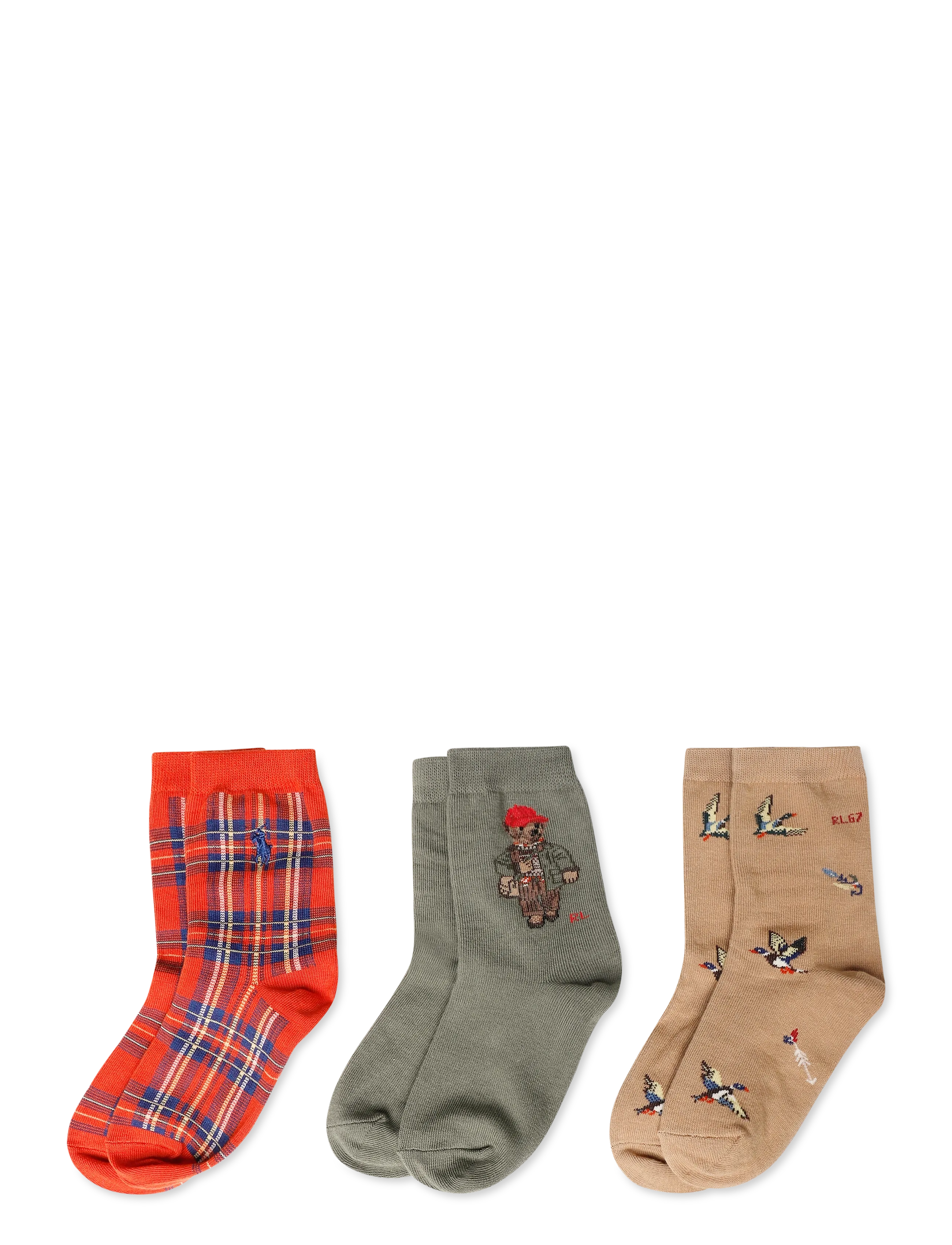 Ralph Lauren Kids - BCI COTTON-OUT B BR 3PK-CRW-3PK - strümpfe - olive/orange/tan - 1
