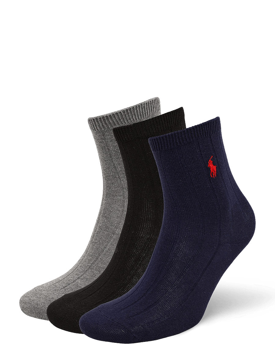 Ralph Lauren Kids - BCI COTTON-CLS SLD R 3P-CRW-3PK - strumpor - navy assorted - 1
