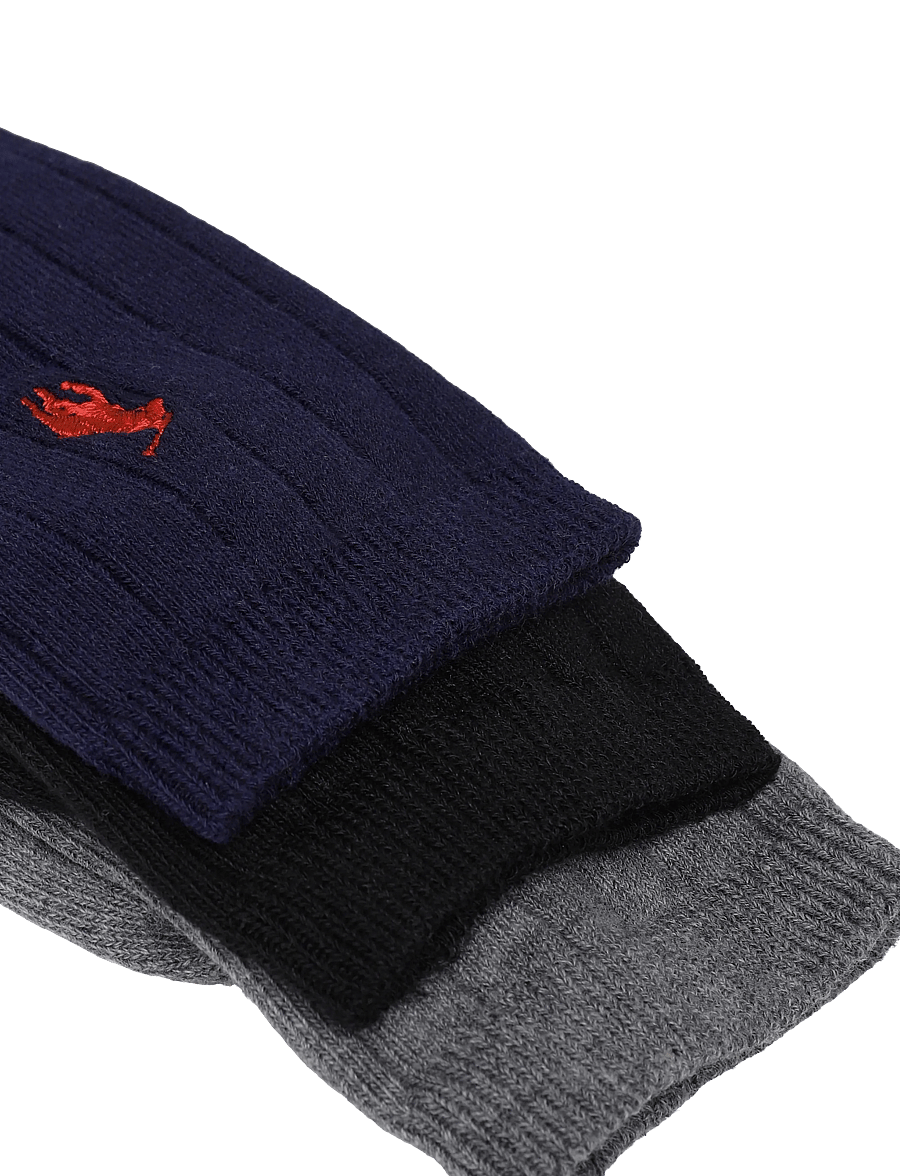 Ralph Lauren Kids - BCI COTTON-CLS SLD R 3P-CRW-3PK - strumpor - navy assorted - 2