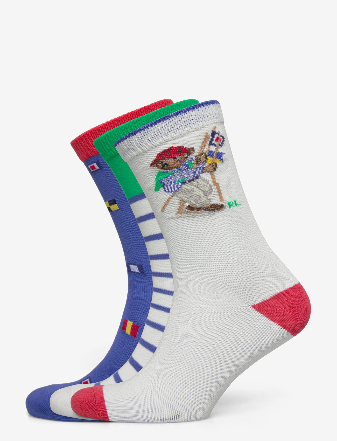 Ralph Lauren Kids - BCI COTTON-B SAILING BR-CRW-3PK - beebisokid - white/green/navy - 0