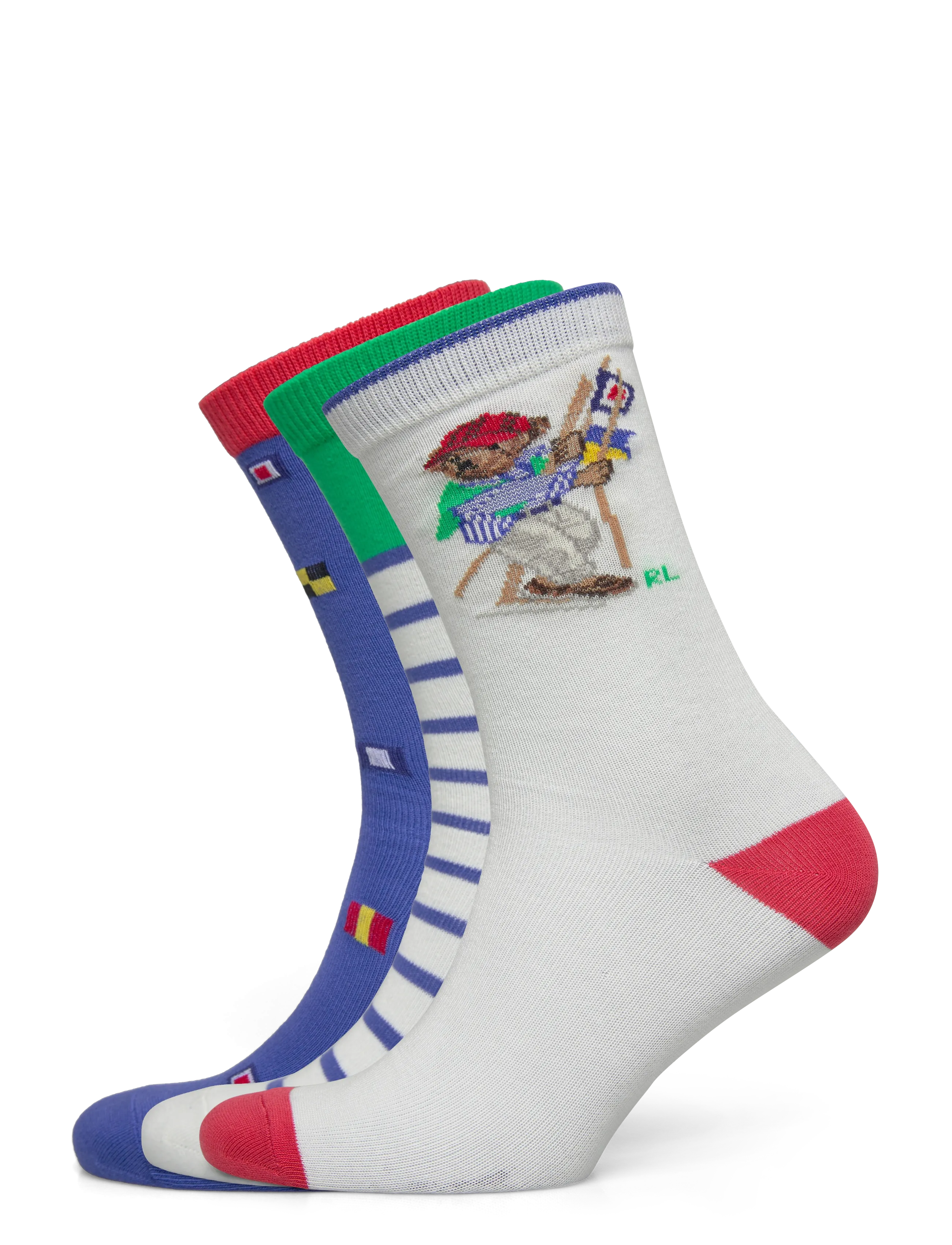 Ralph Lauren Kids BCI COTTON-B SAILING BR-CRW-3PK - Polo Ralph Lauren - WHITE/GREEN/NAVY / multi