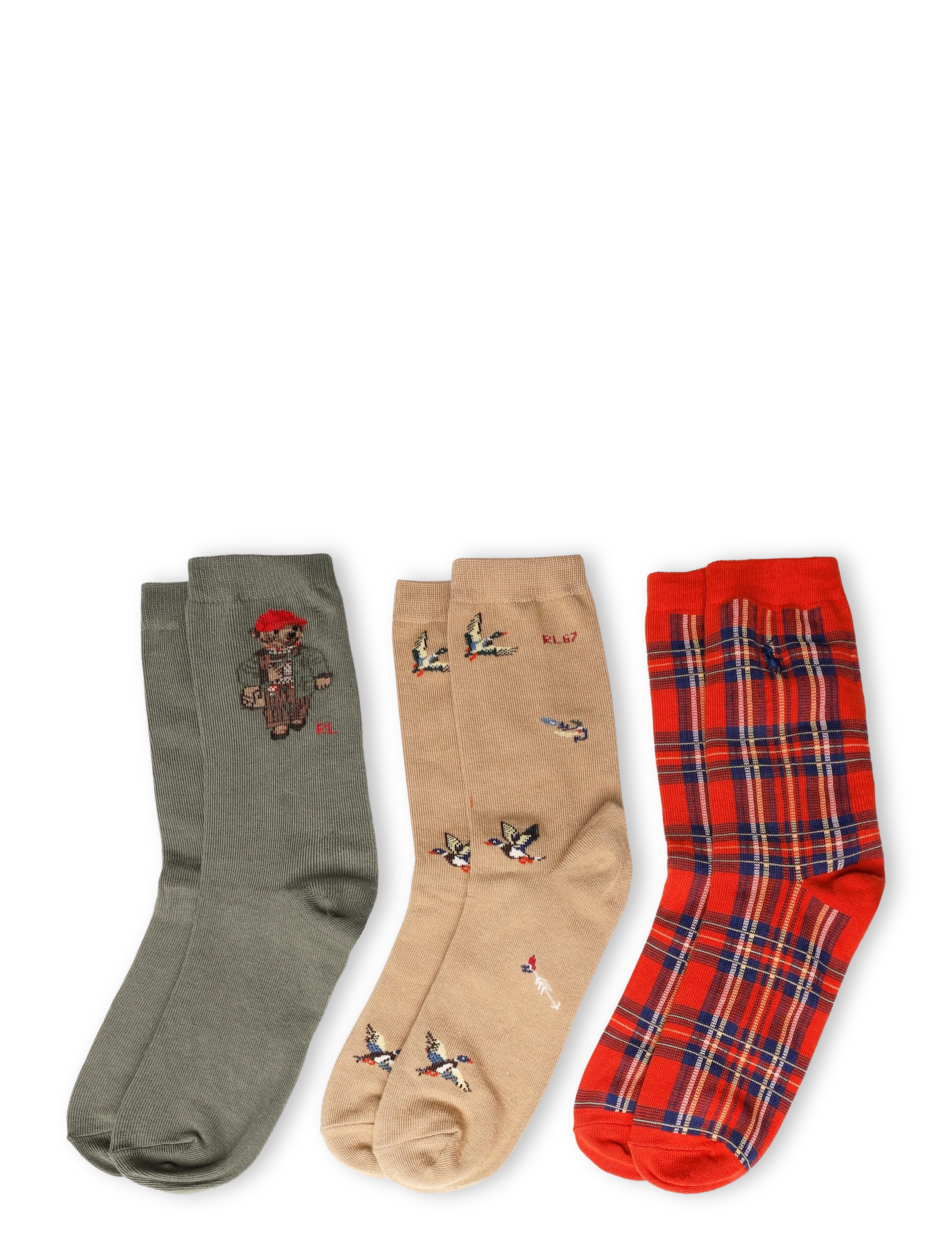 Ralph Lauren Kids - BCI COTTON-OUT B BR 3PK-CRW-3PK - strümpfe - olive/orange/tan - 1