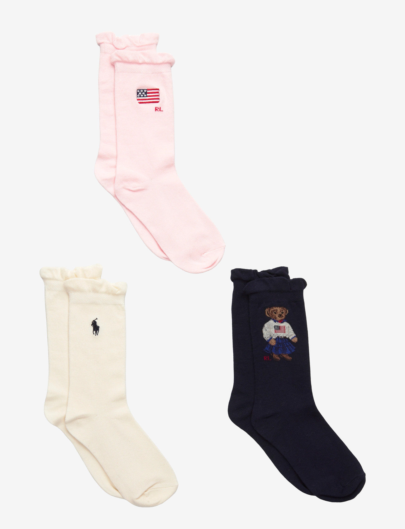 Ralph Lauren Kids - Polo Bear Crew Sock 3-Pack - strumpor - navy/ivory/blue - 0