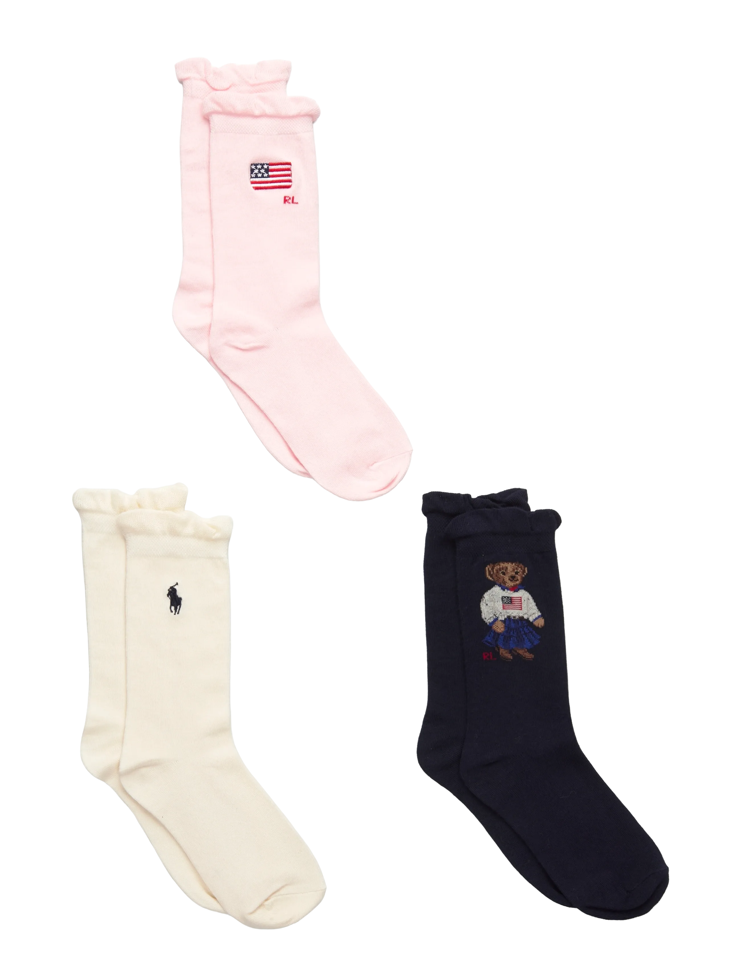 Ralph Lauren Kids BCI COTTON-AMRCN GRL BR-AKL-3PK - Strumpor - NAVY/IVORY/BLUE / pink/rose