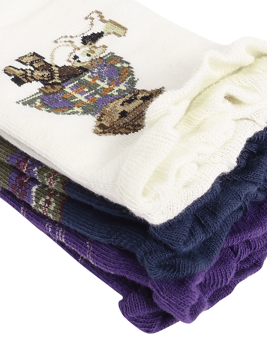 Ralph Lauren Kids - BCI COTTON-WALKING DOG BEAR 3PK - strümpfe - ivory/purple/olive - 2