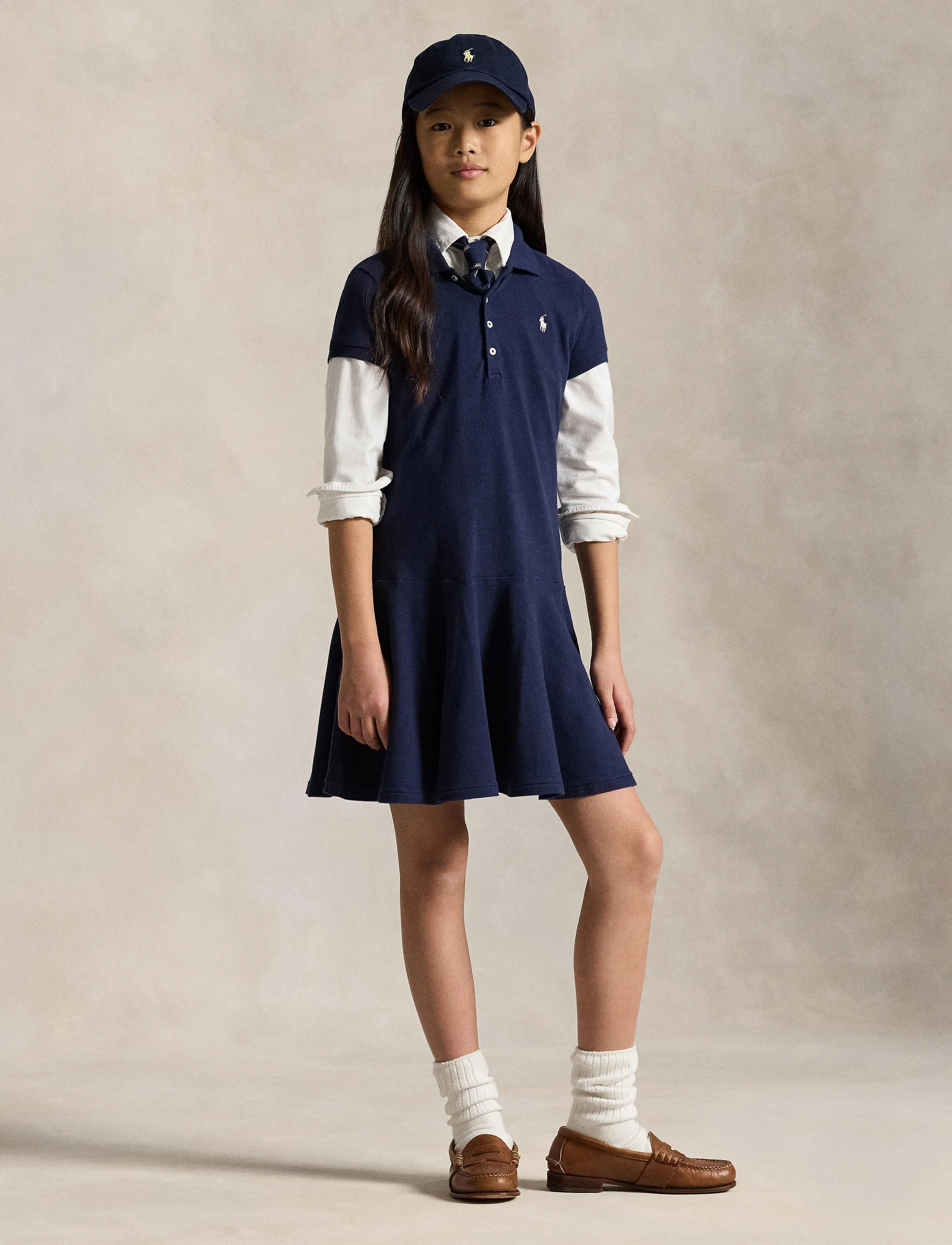 Ralph Lauren Kids - Stretch Mesh Polo Dress - kortärmade vardagsklänningar - french navy - 3