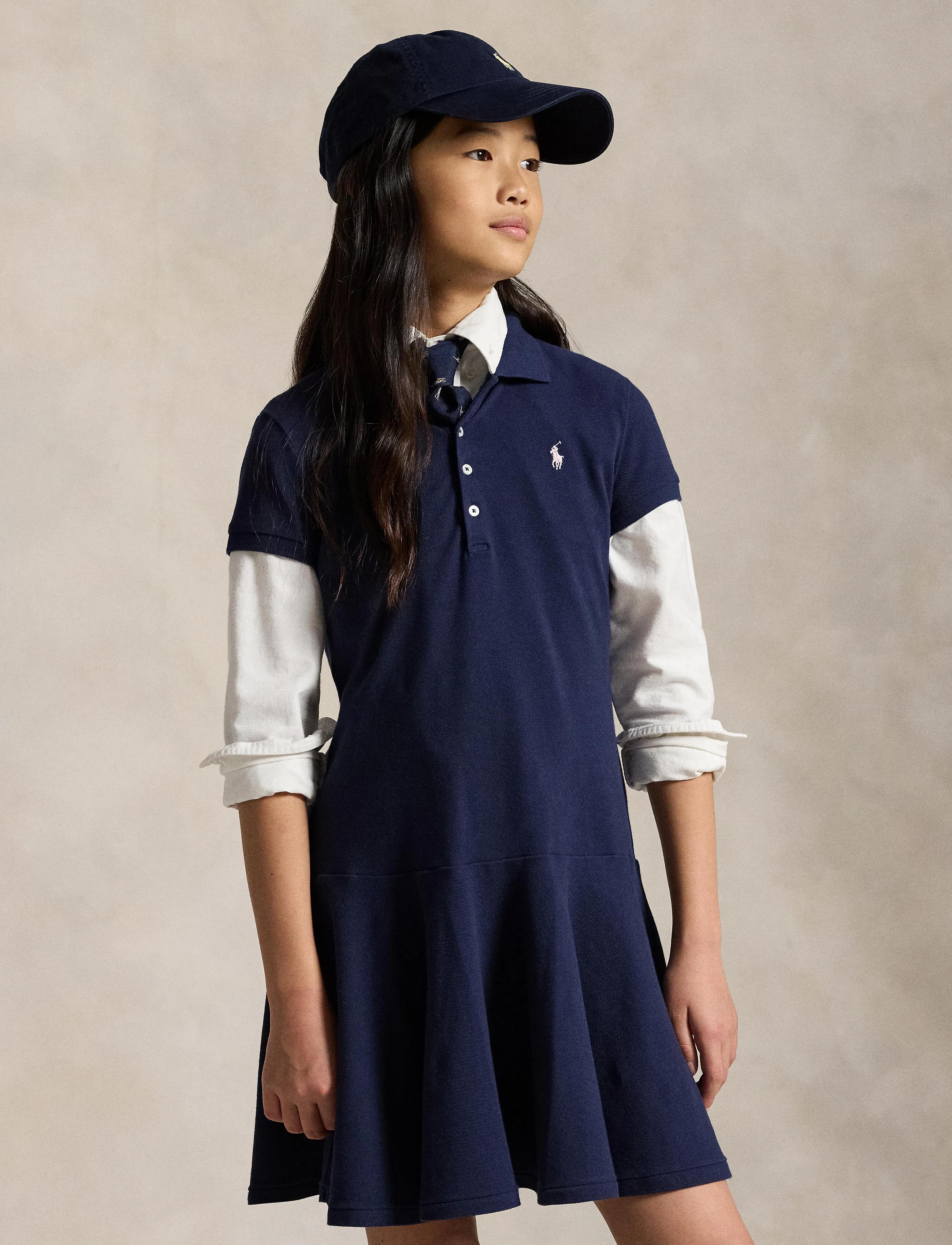 Ralph Lauren Kids - Stretch Mesh Polo Dress - kortärmade vardagsklänningar - french navy - 4