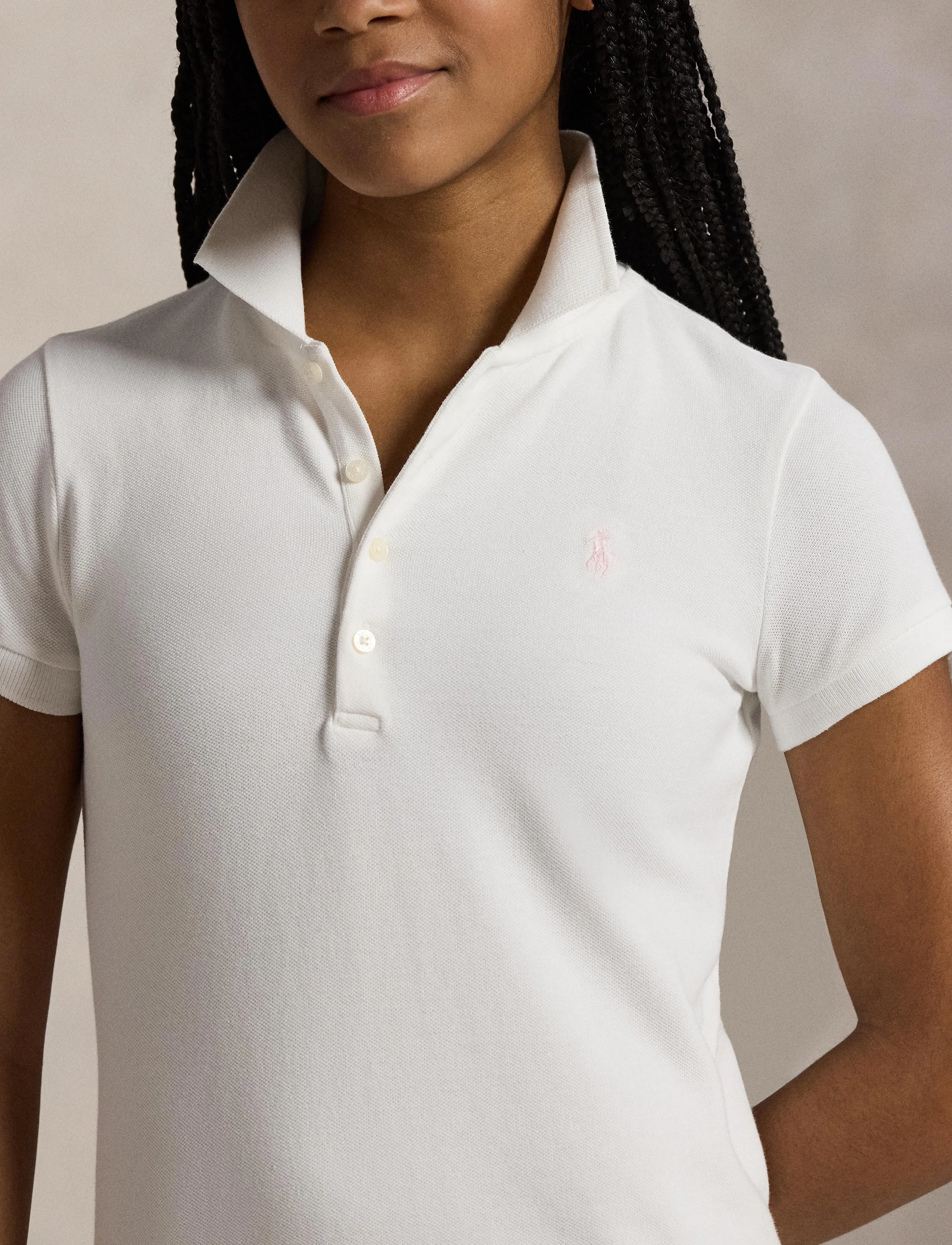 Ralph Lauren Kids - Stretch Mesh Polo Dress - white - 3