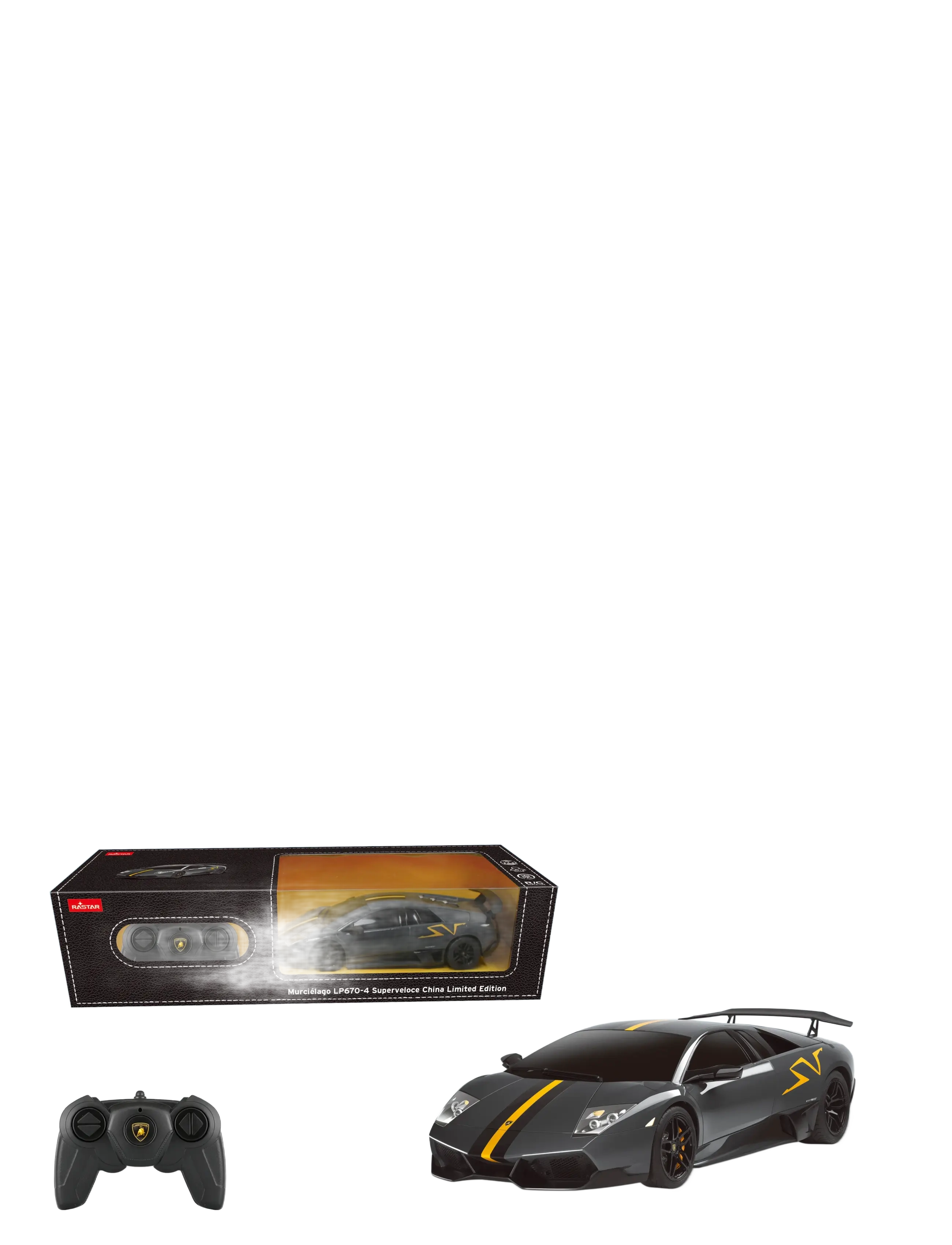 Rastar R/C 1:24 Murcielago Lp670-4 Superveloce China Limited Edition Grey, Børn, Remote Controlled Legetøj, Sort, Str: ONE SIZE