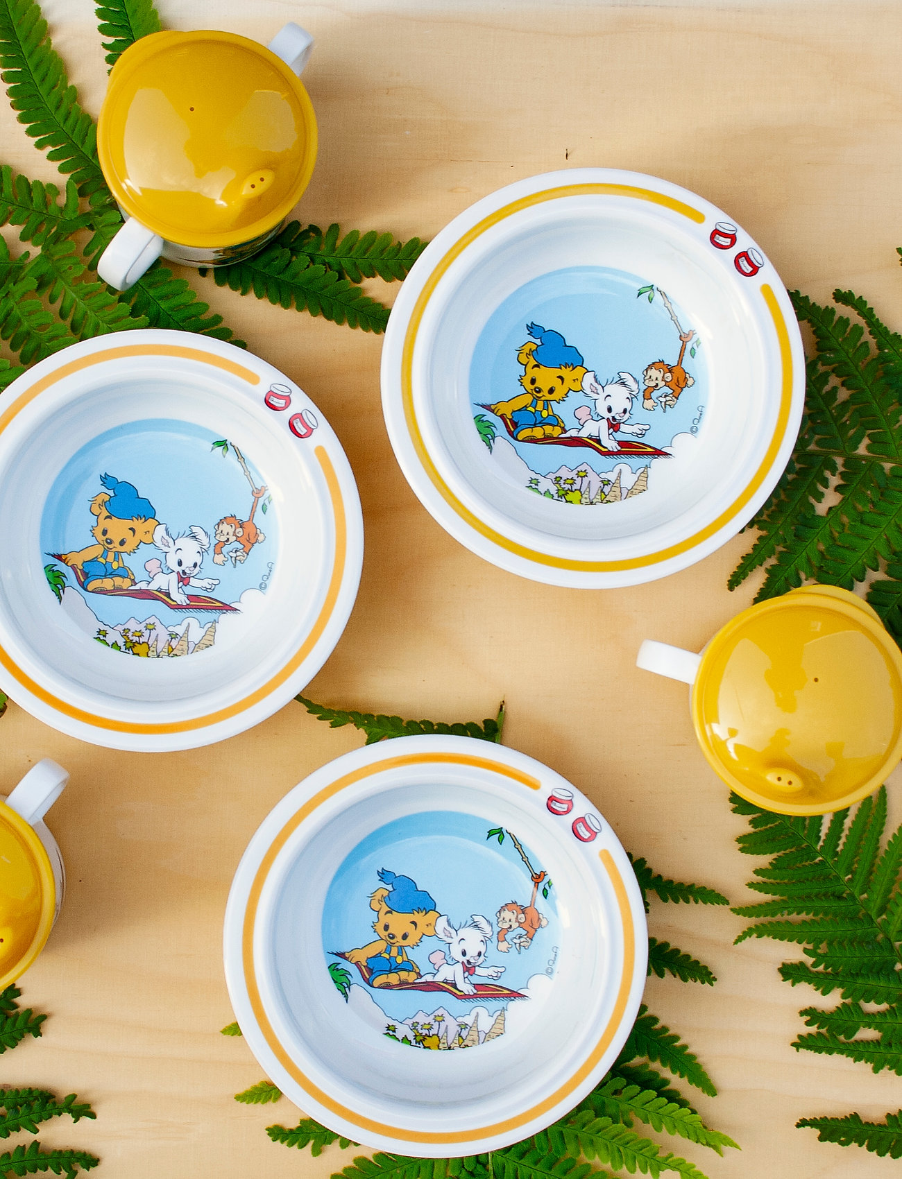 Rätt Start Bamse, Bowl And Cup, Yellow, One Size, Yellow, Måltid > Middagssæt, Børn