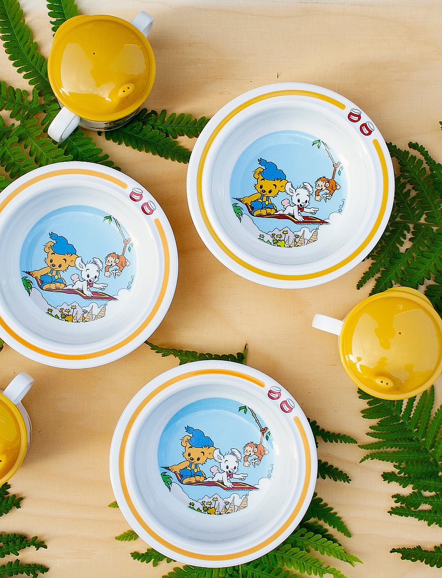 Rätt Start - Bamse, bowl and cup, yellow - lauanõude komplektid - yellow - 0