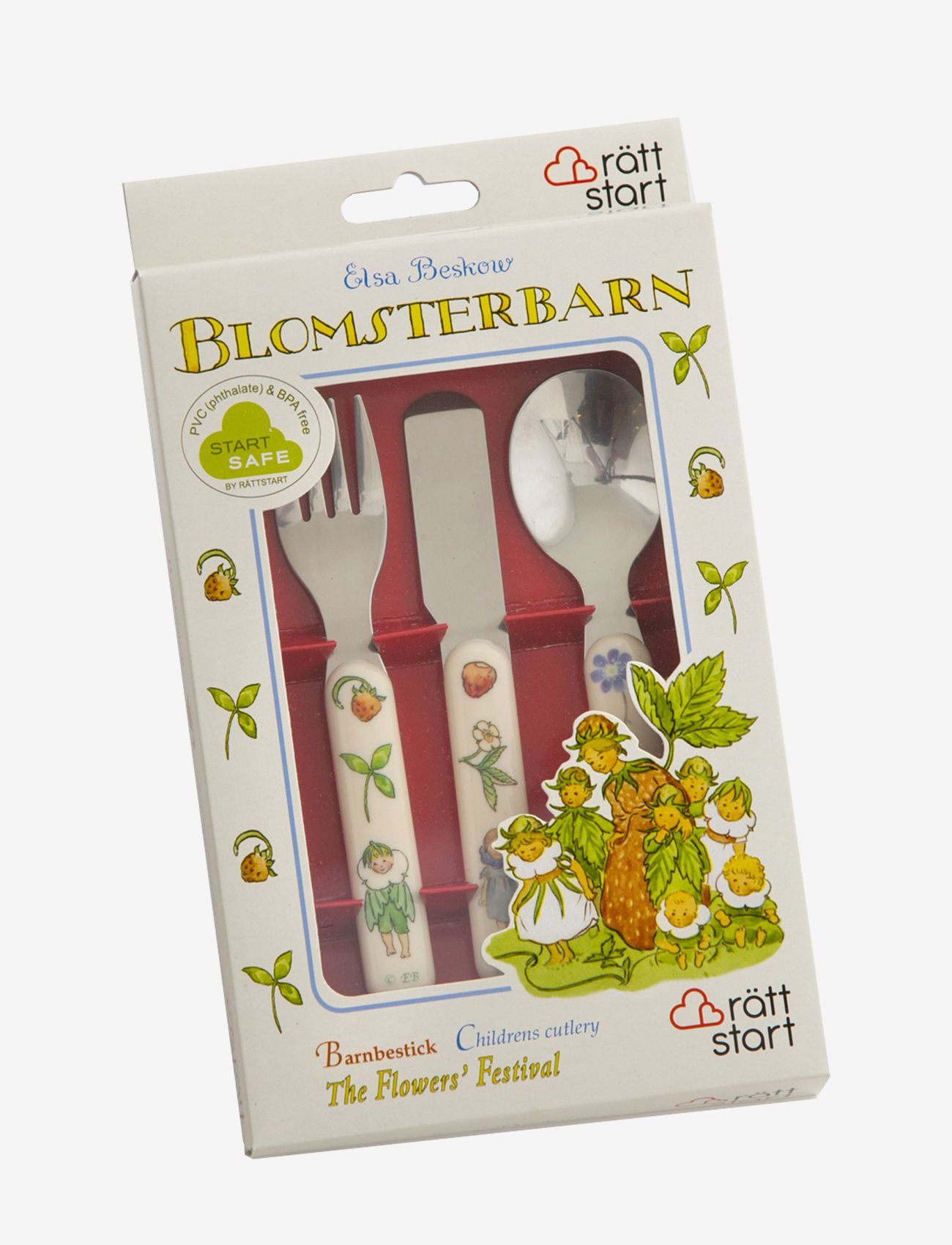Rätt Start - Elsa Beskow, cutlery, 3-part - aterimet - flower festival - 1