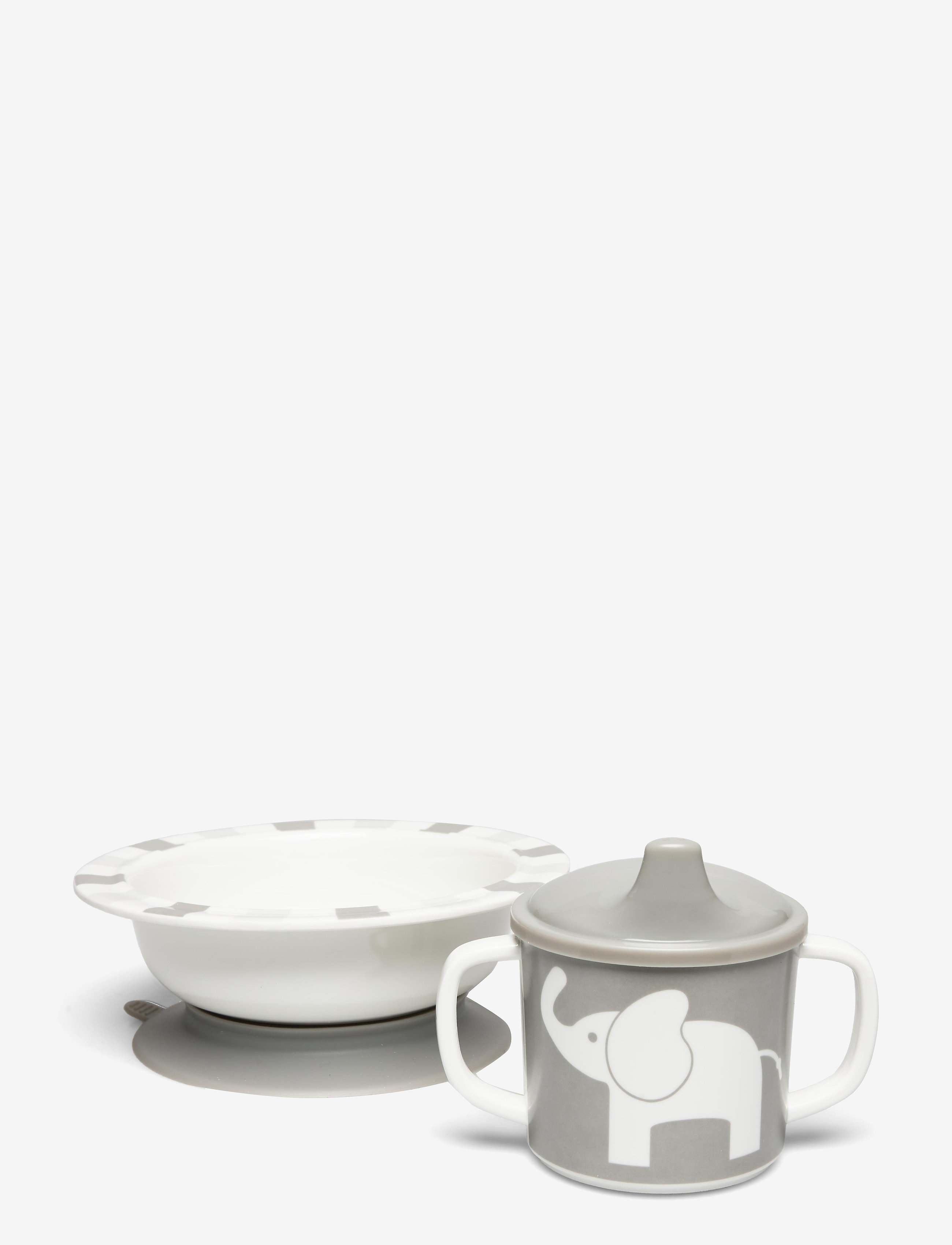 Rätt Start Elephant, Bowl And Cup, Grey, One Size, Multi/patterned, Måltid > Middagssæt, Børn