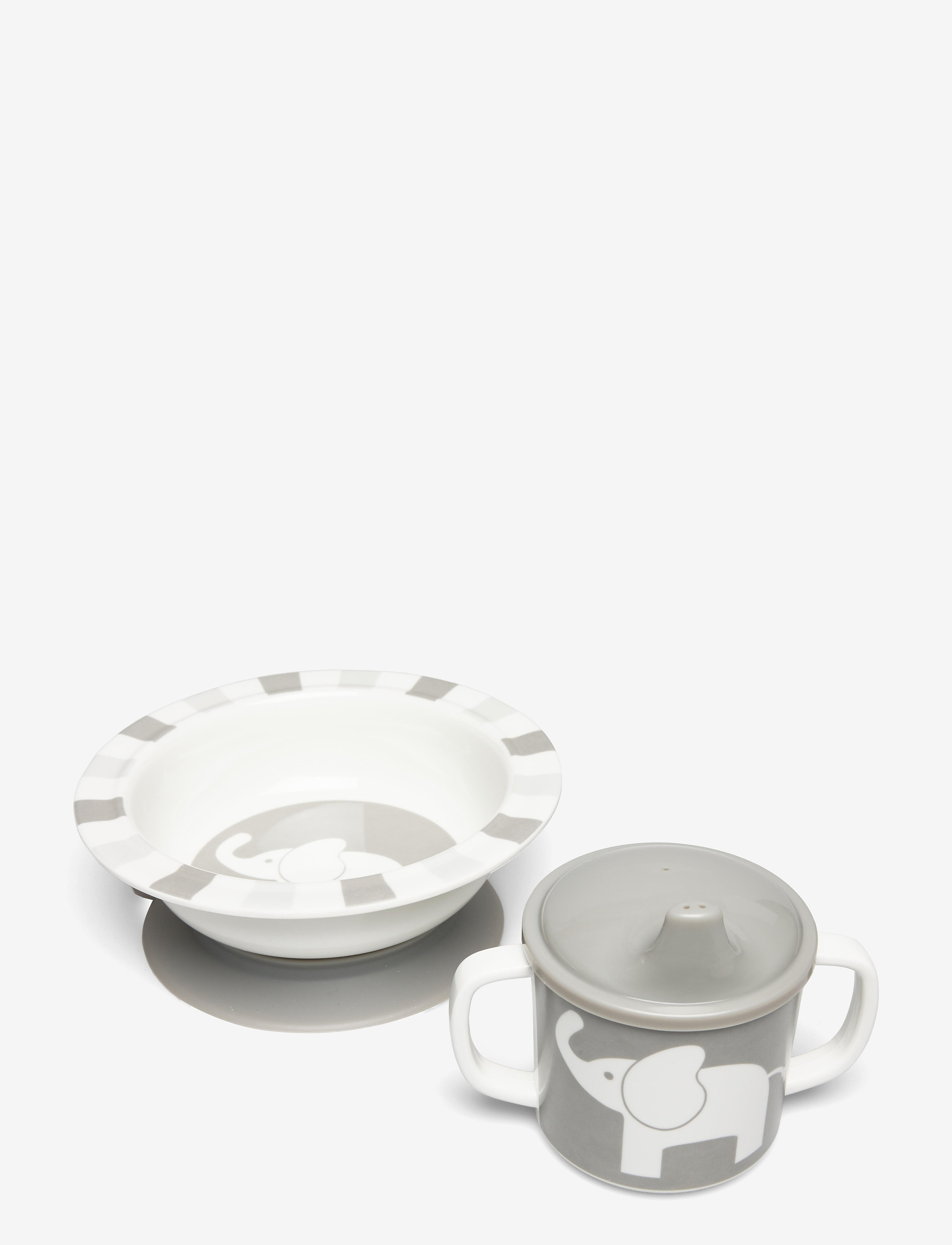 Rätt Start - Elephant, bowl and cup, blue - trauku komplekti - grey - 1