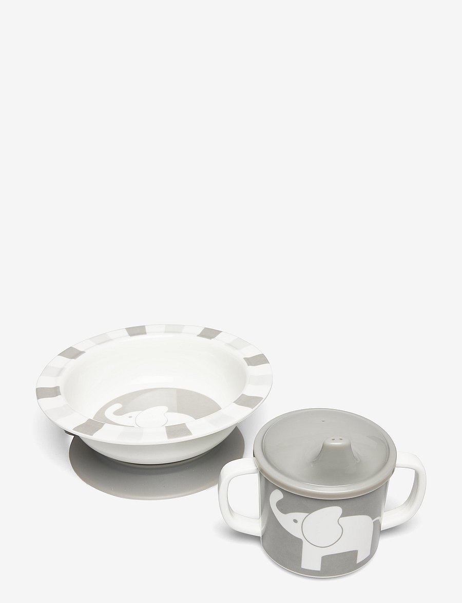 Rätt Start - Elephant, bowl and cup, grey - lauanõude komplektid - grey - 1