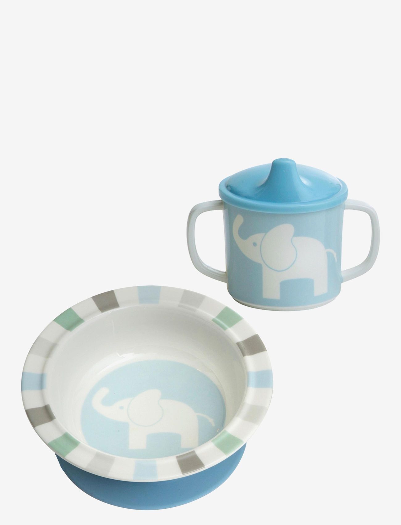 Rätt Start - Elephant, bowl and cup, grey - Õhtusöögikomplektid - white - 0