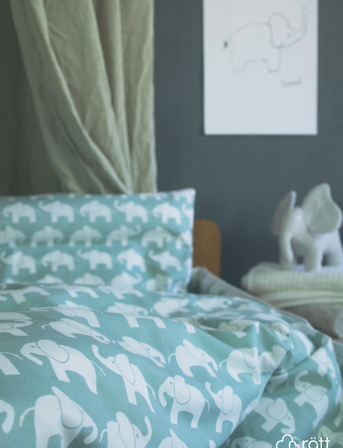 Rätt Start - Elephant ECO, bed set, crib, blue - voodiriiete komplektid - blue - 2