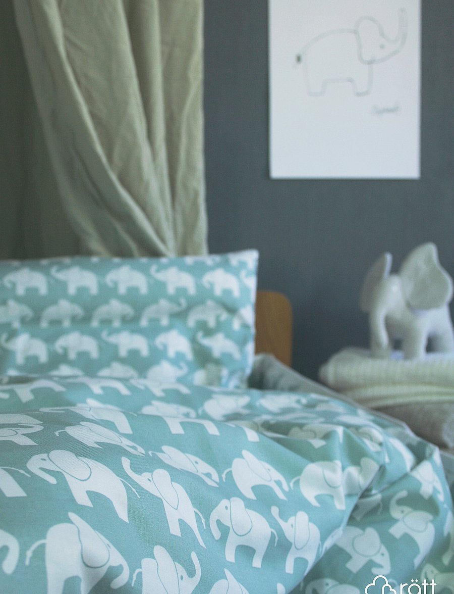 Rätt Start - Elephant ECO, bed set, crib, pink - bettwäsche-set - blue - 2