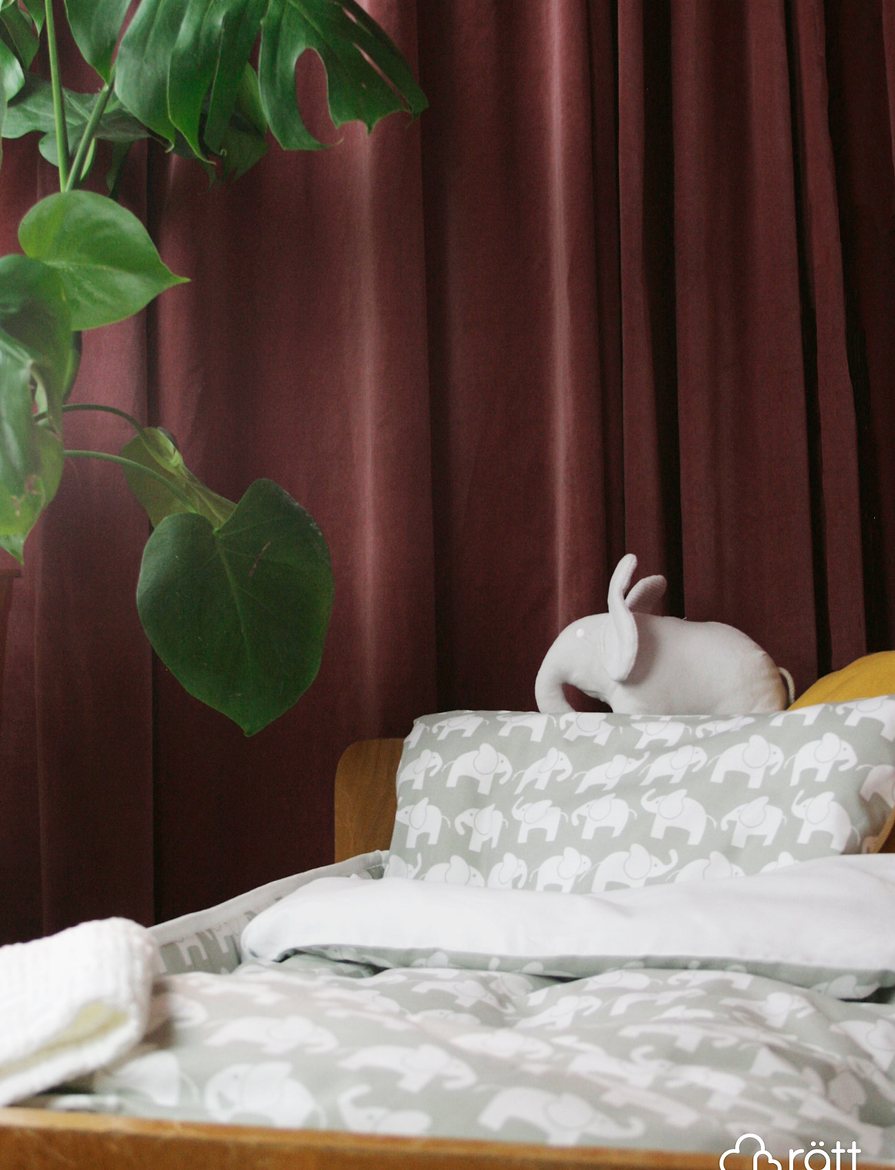 Rätt Start - Elephant ECO, bed set, crib, blue - bedsets - grey - 0