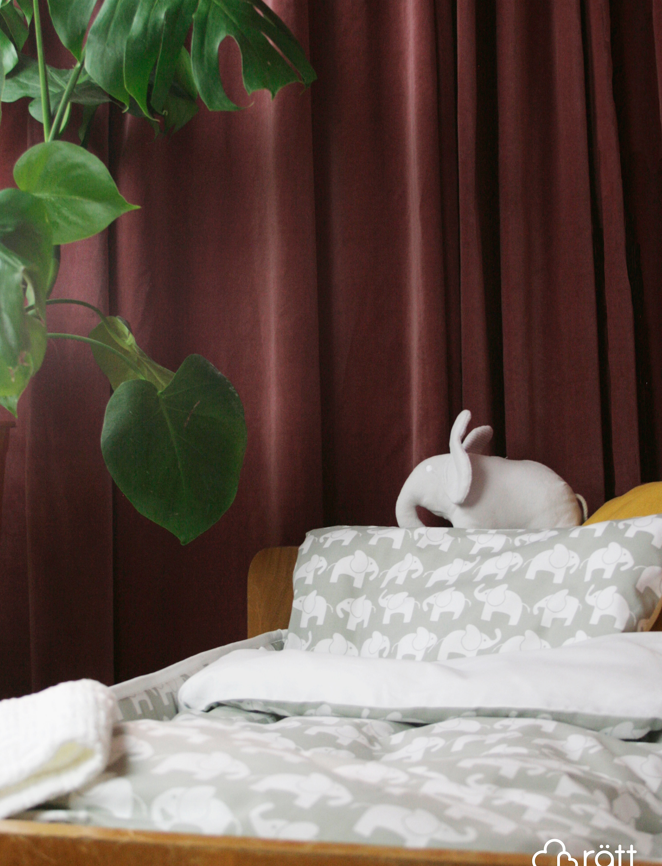 Rätt Start Elephant Eco, Bed Set, Stroller/Cot, Pink, One Size, Grey, Søvntid > Sengesæt, Børn
