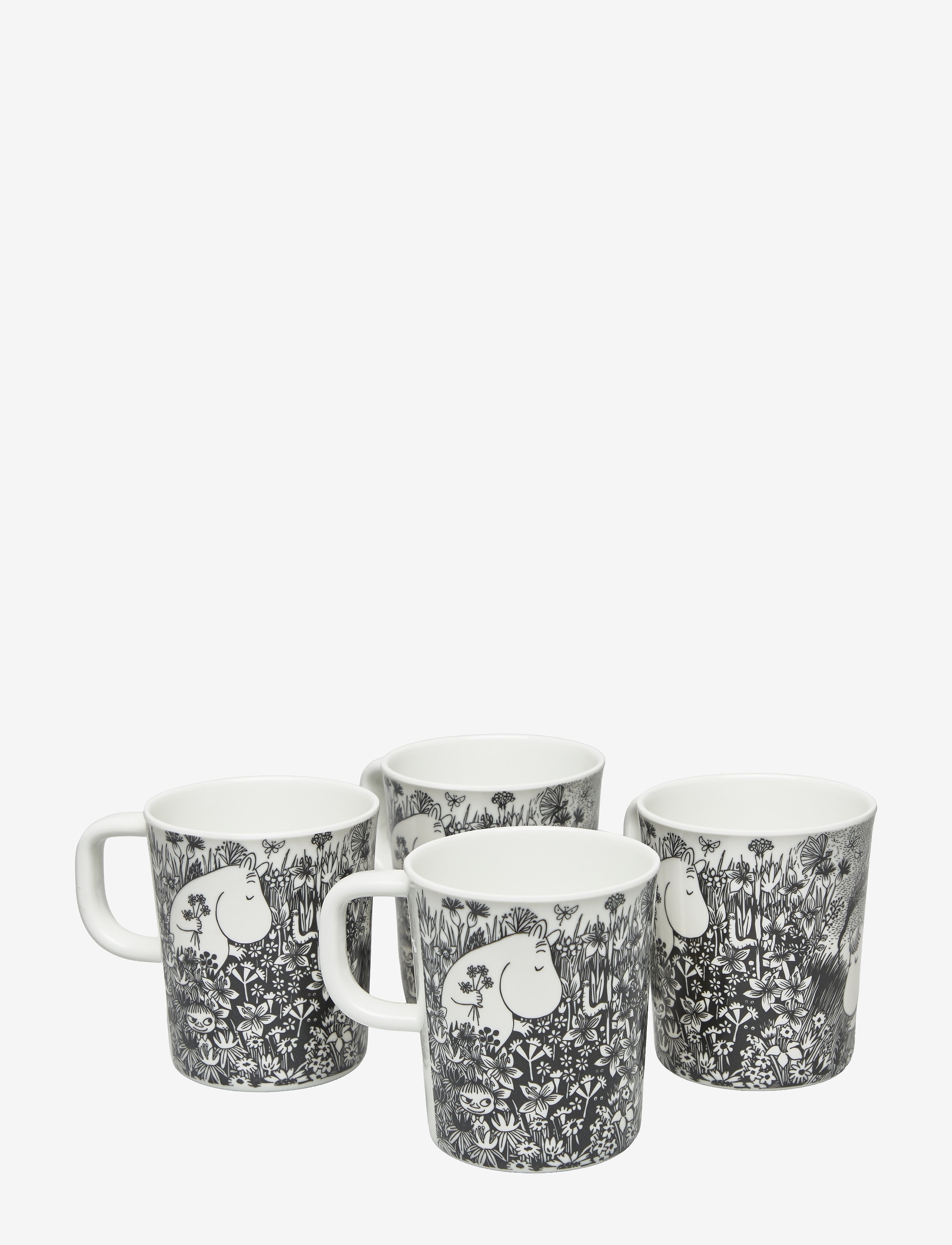 Rätt Start Mumin Graphic, cups, 4 pcs - Rätt Start - WHITE / black