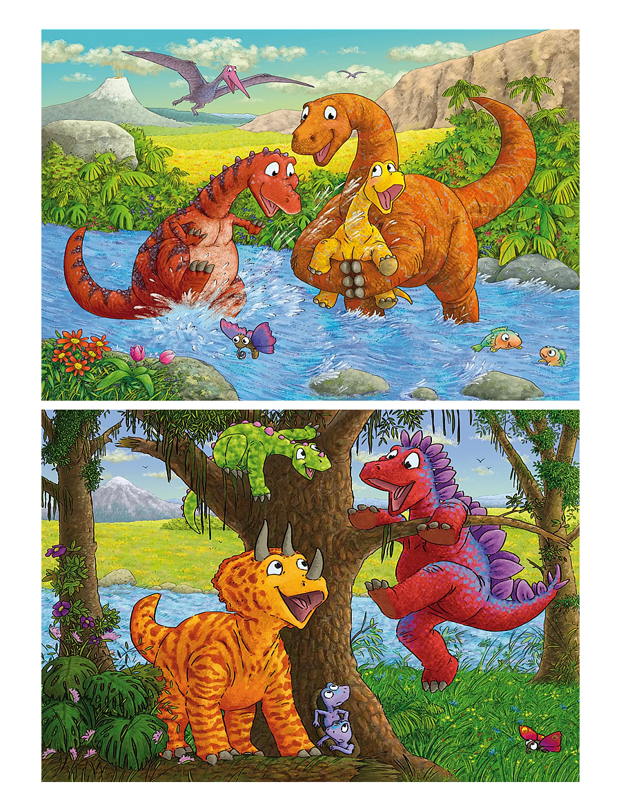 Ravensburger - Dinosaurs At Play 2x24p - klassiset palapelit - multi coloured - 2
