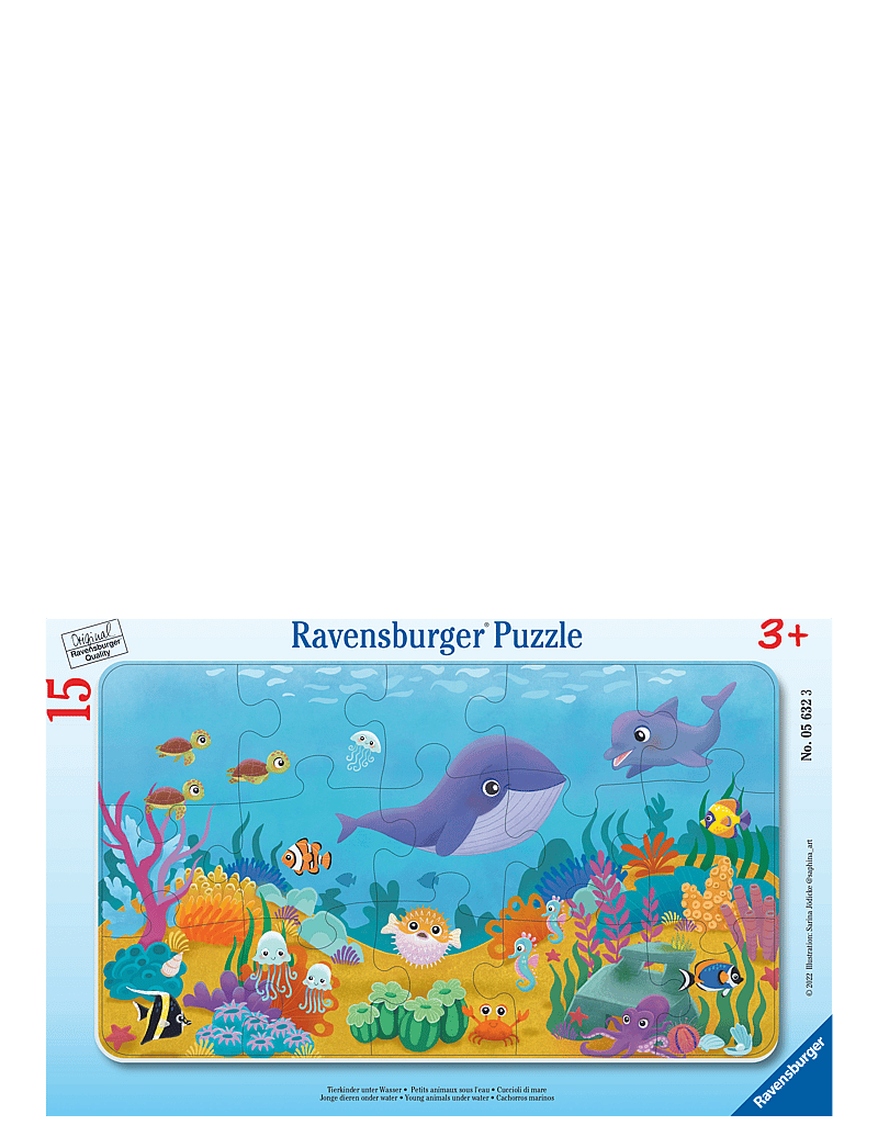 Ravensburger - Young animals under water 15p - klassísk púsl - multi coloured - 0