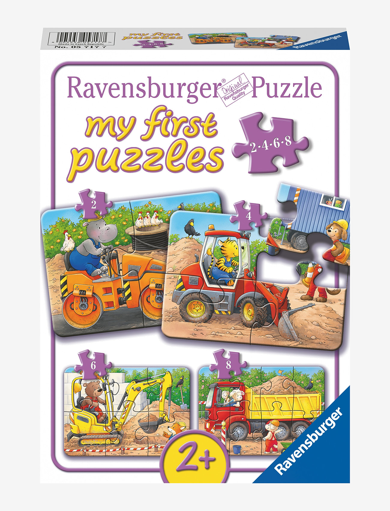 Ravensburger - Dyr på byggeplassen 2/4/6/8p - klassiske puslespill - multi coloured - 0