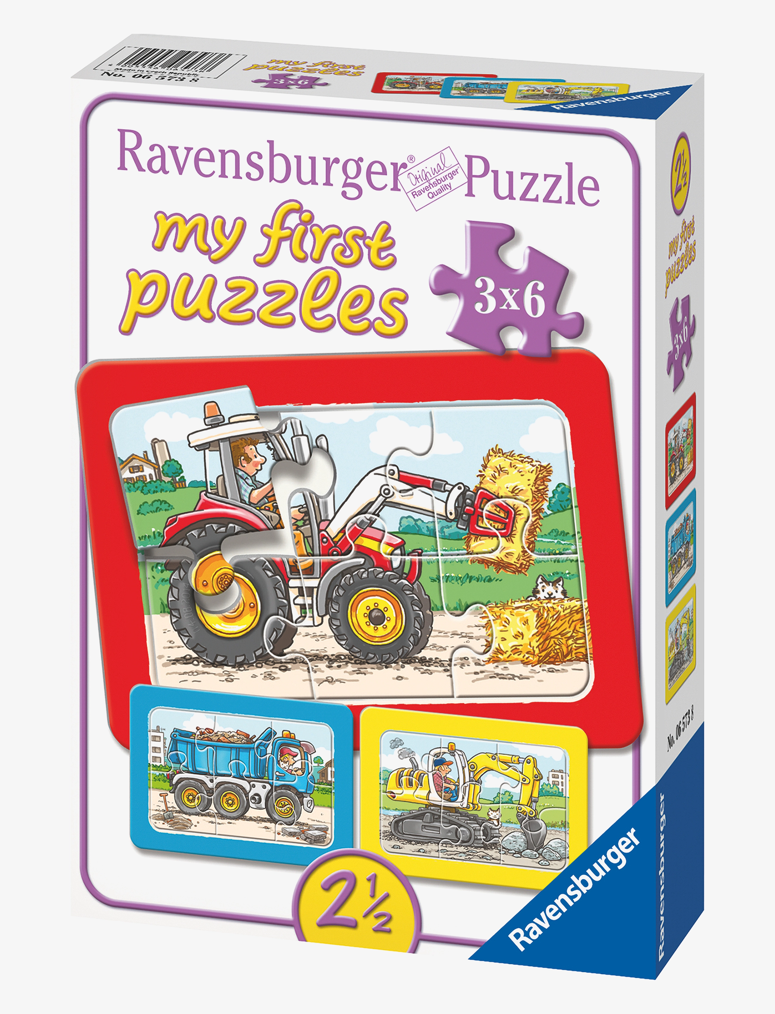 Ravensburger Excavator Tractor & Dump Tractor 3X6P, Børn, Classic Puslespil, Multi/mønstret, Str: ONE SIZE