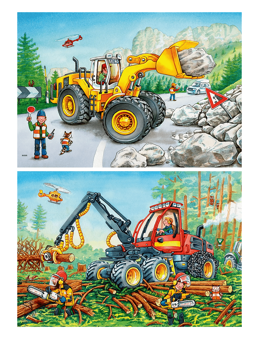 Ravensburger - Digger At Work 2x24p - klassísk púsl - multi coloured - 2