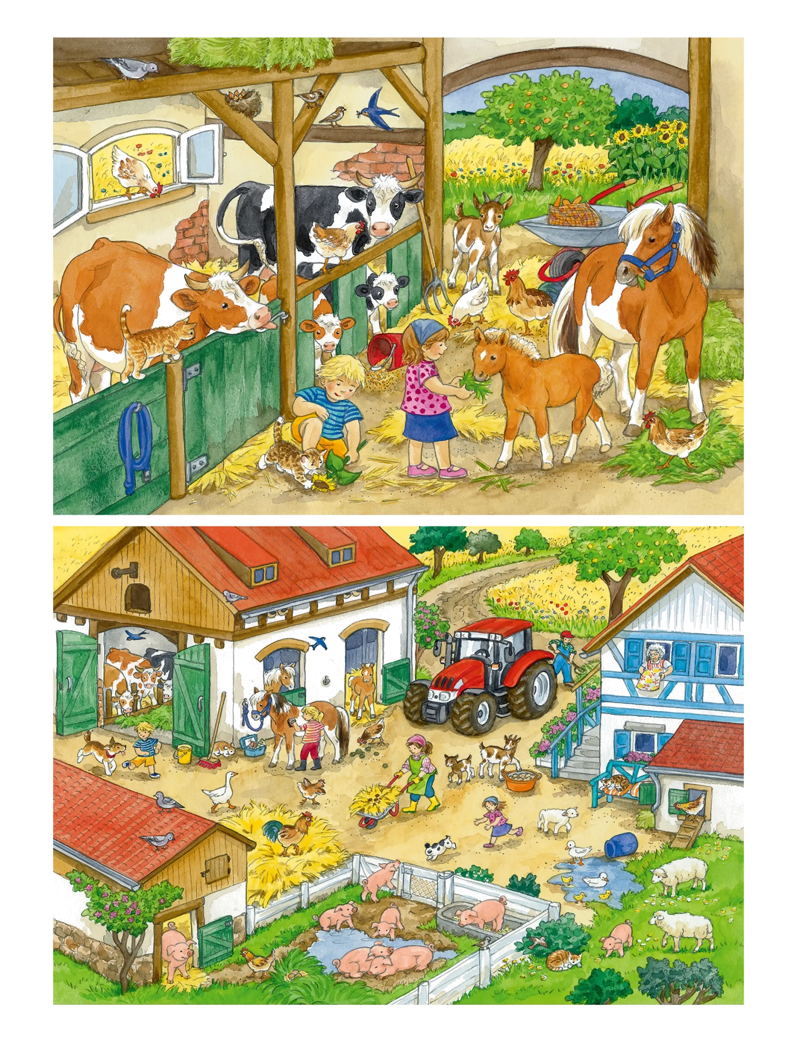Ravensburger - A Day at the Farm - 2x24p - klassiske puslespil - multi coloured - 2