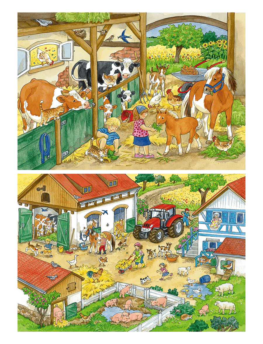 Ravensburger - A Day at the Farm - 2x24p - klassiske puslespil - multi coloured - 2