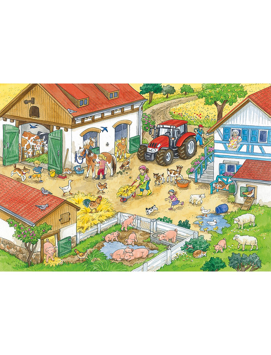 Ravensburger - A Day at the Farm - 2x24p - klassiska pussel - multi coloured - 2