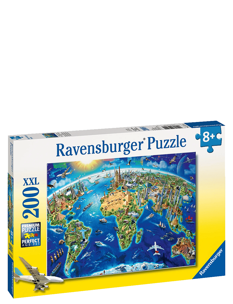Ravensburger - Verdenskart m/landemerker 200p - klassiske puslespill - multi coloured - 2