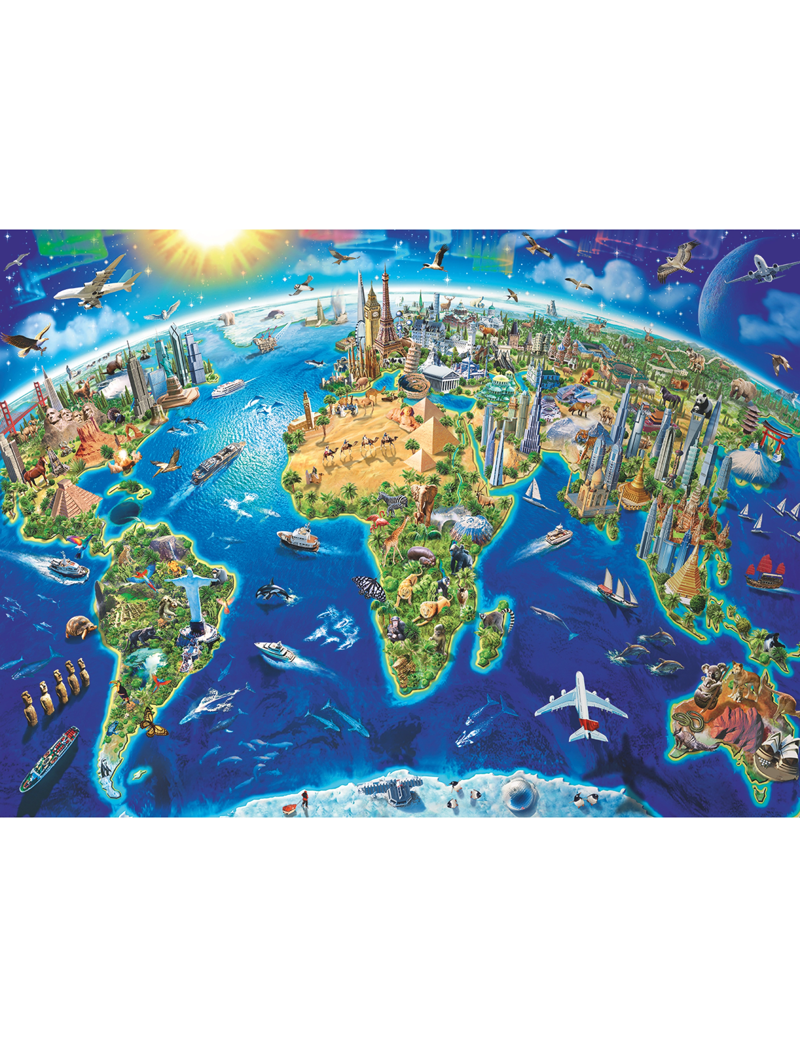 Ravensburger World Landmarks Map 200P, One Size, Multi/patterned, Puslespil > Klassiske Puslespil, Børn