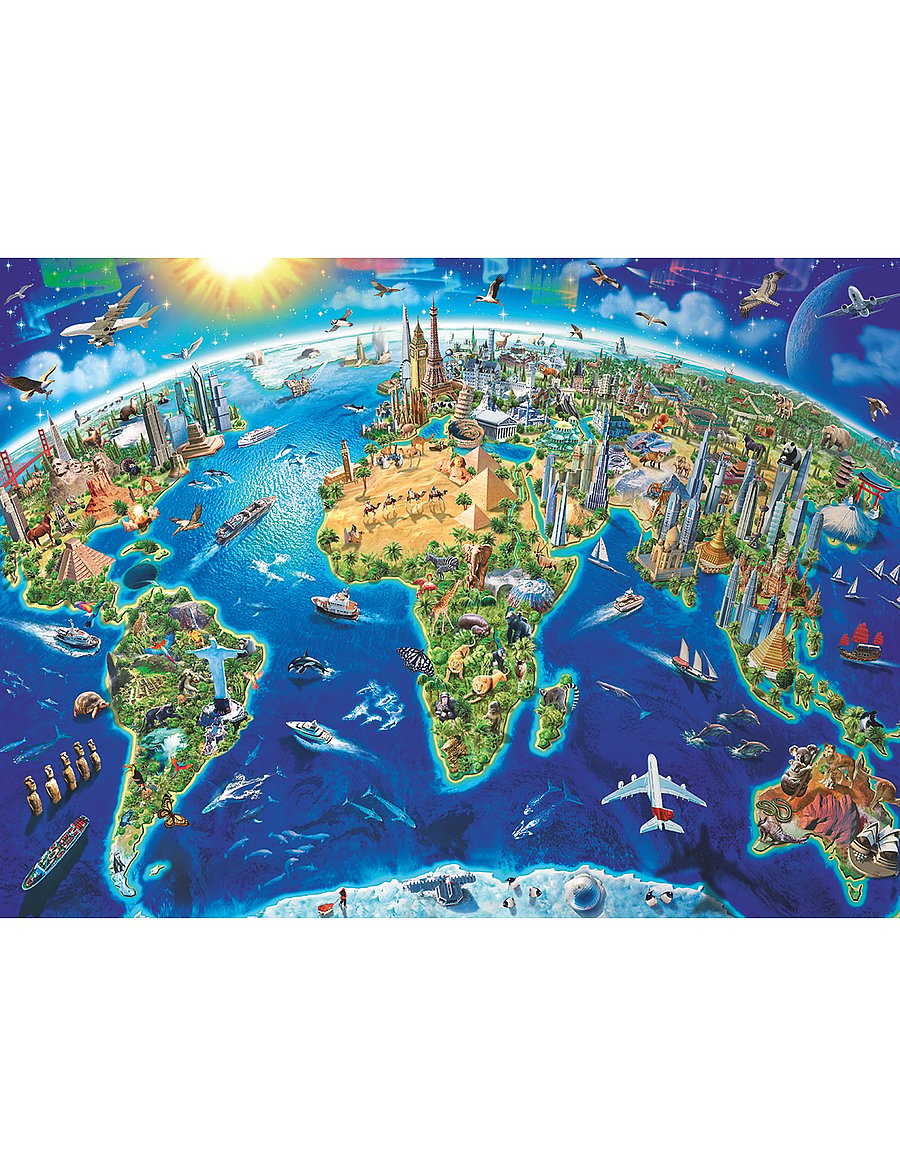 Ravensburger - World Landmarks Map 200p - klassísk púsl - multi coloured - 0