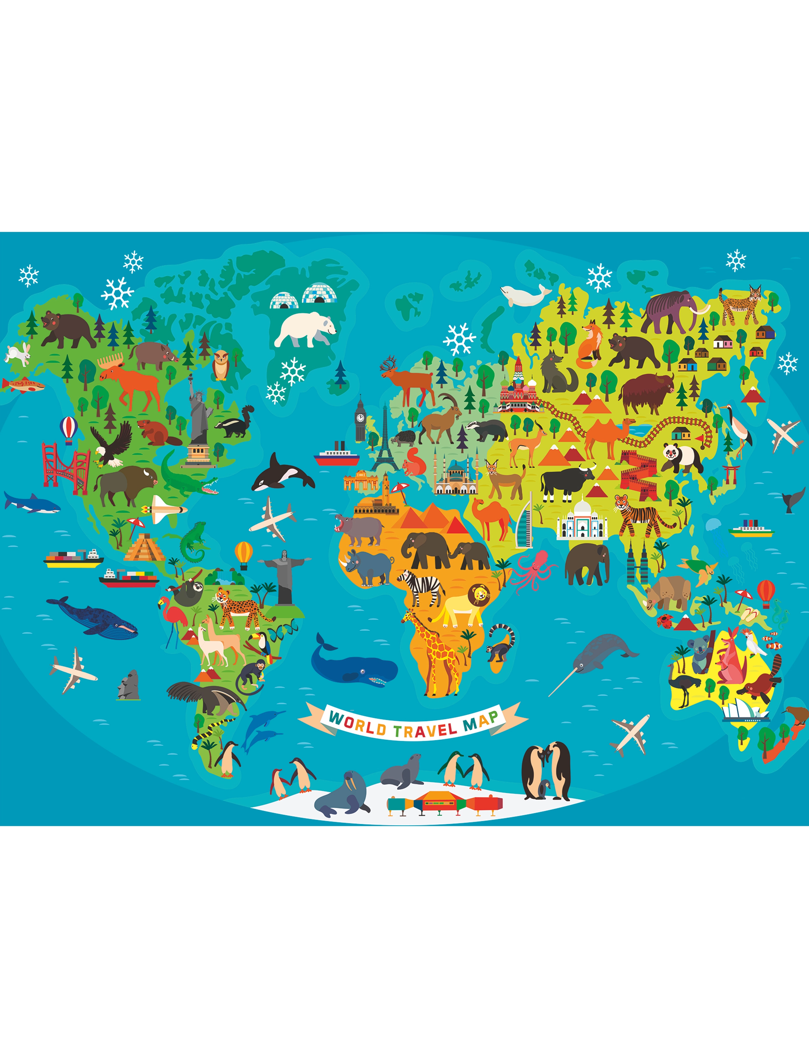 Ravensburger Animal World Map 150P, Børn, Classic Puslespil, Multi/mønstret, Str: ONE SIZE