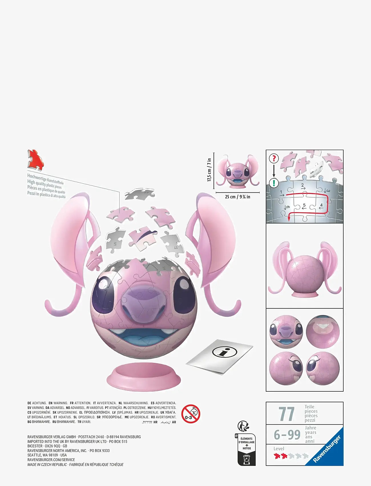 Ravensburger - Stitch Angel With Ears 72p - 3d-puslespil - multi coloured - 3