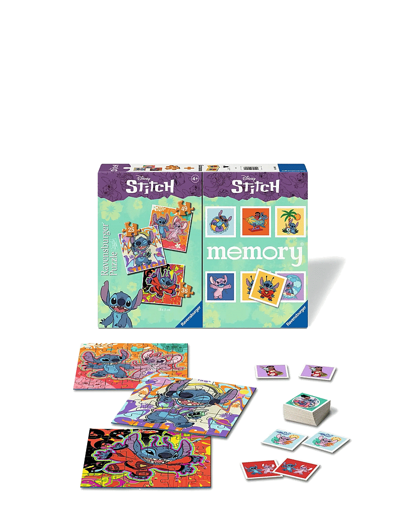 Ravensburger - Disney Stitch 3 Puzzle+memory ® - minnisspil - multi coloured - 0