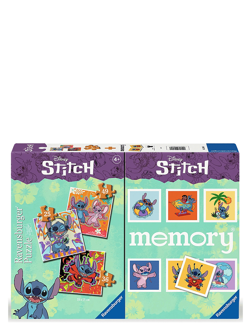 Ravensburger - Disney Stitch 3 Puzzle+memory ® - minnisspil - multi coloured - 1