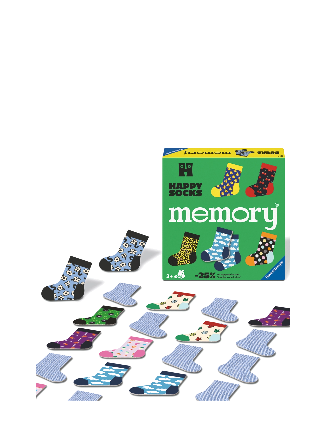 Ravensburger Happy Socks Memory D/F/I/En/E/Sv, Børn, Memory, Multi/mønstret, Str: ENGLISH