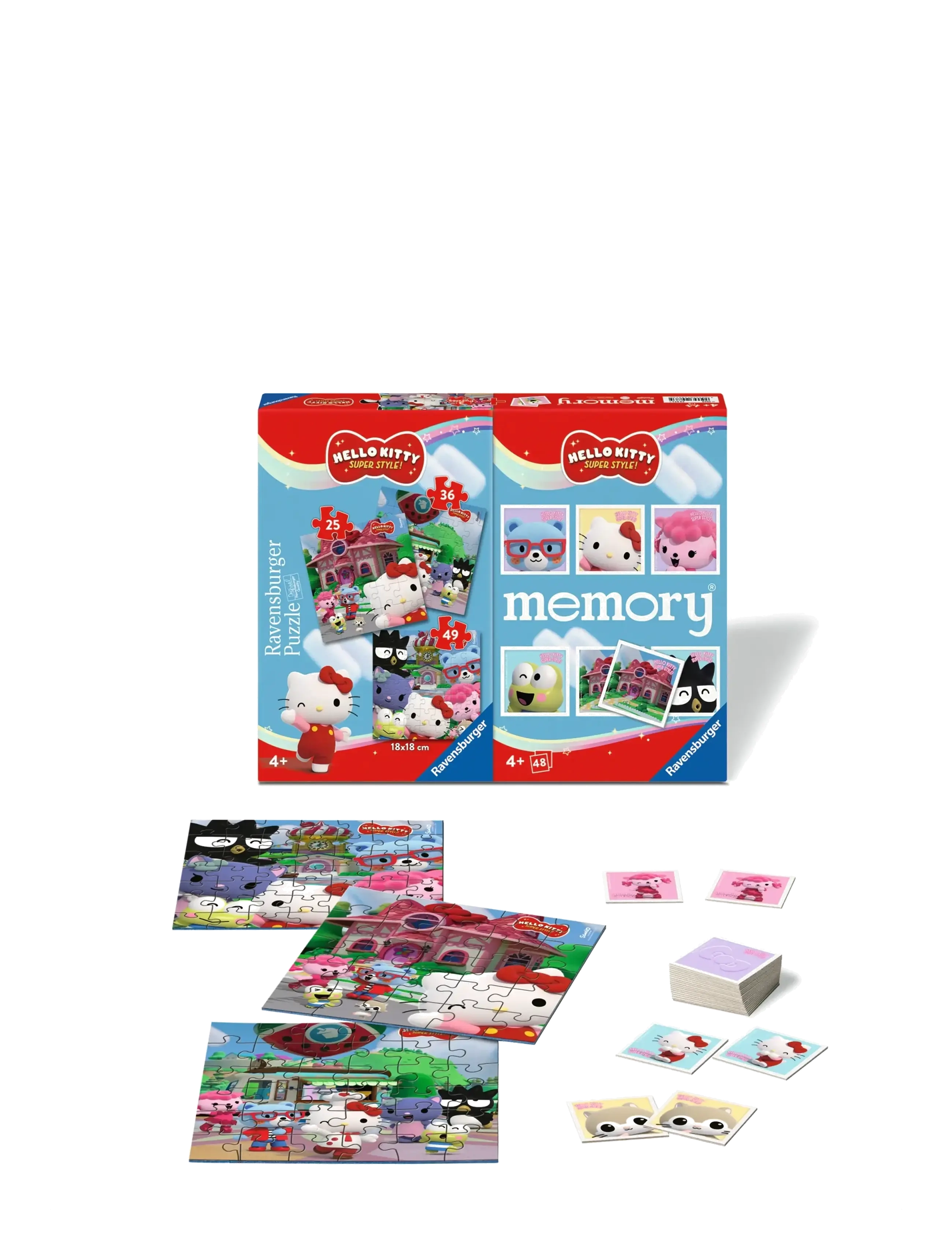 Ravensburger Hello Kitty 3 Puzzle+Memory , Børn, Memory, Multi/mønstret, Str: ONE SIZE