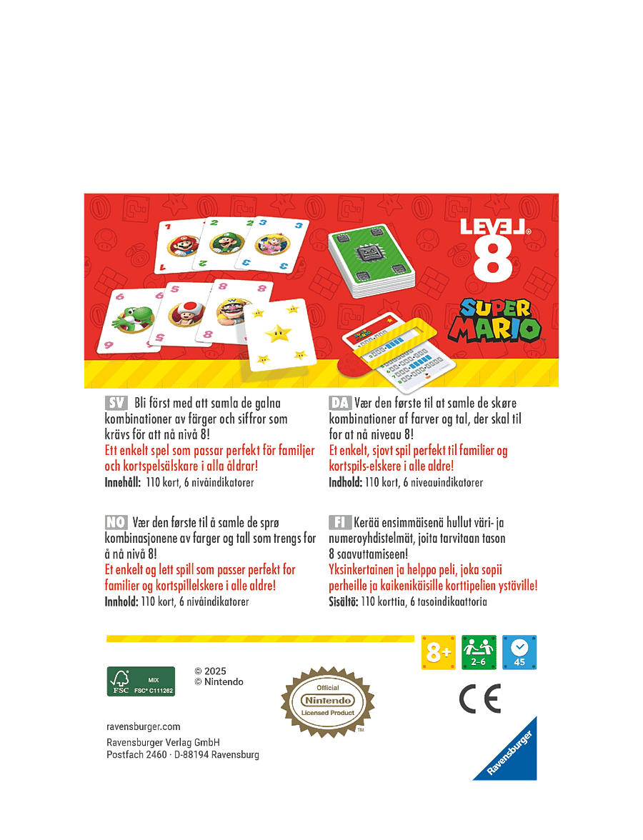 Ravensburger - Super Mario Level 8 SV/NO/DA/FI - card games - multi coloured - 2