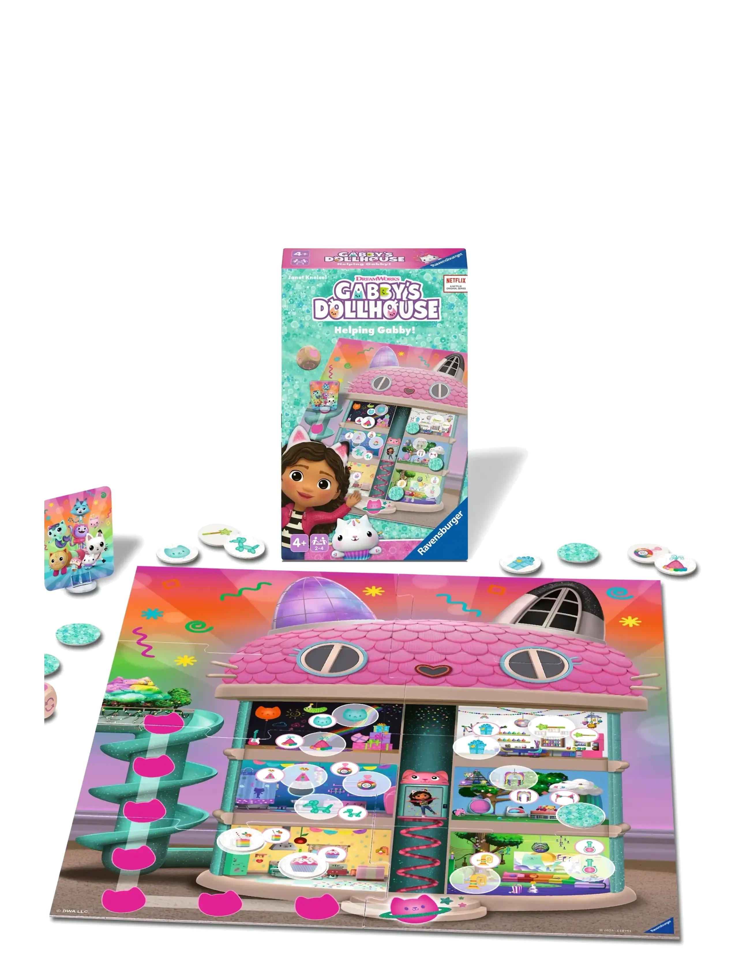 Ravensburger Gabby's Dollhouse Helping Gabby Sv/No/Da/Fi, Børn, Board Spil, Pink, Str: SWEDISH