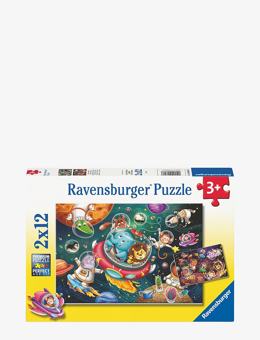 Ravensburger - Animals In Space 2x12p - classic puzzles - multi coloured - 0